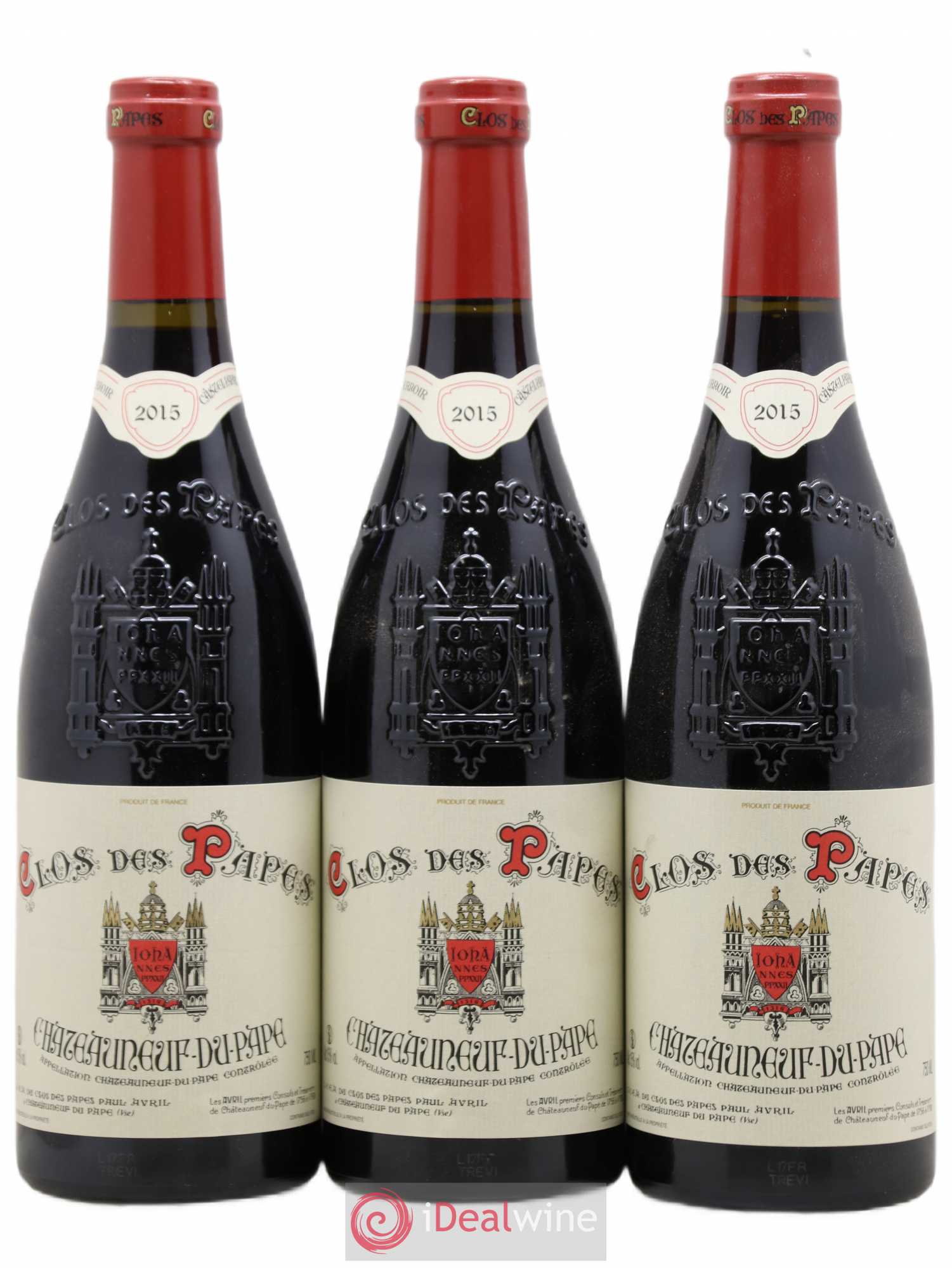 Châteauneuf-du-Pape Clos des Papes - Paul Avril 2015 - Lot de 3 bouteilles - 0