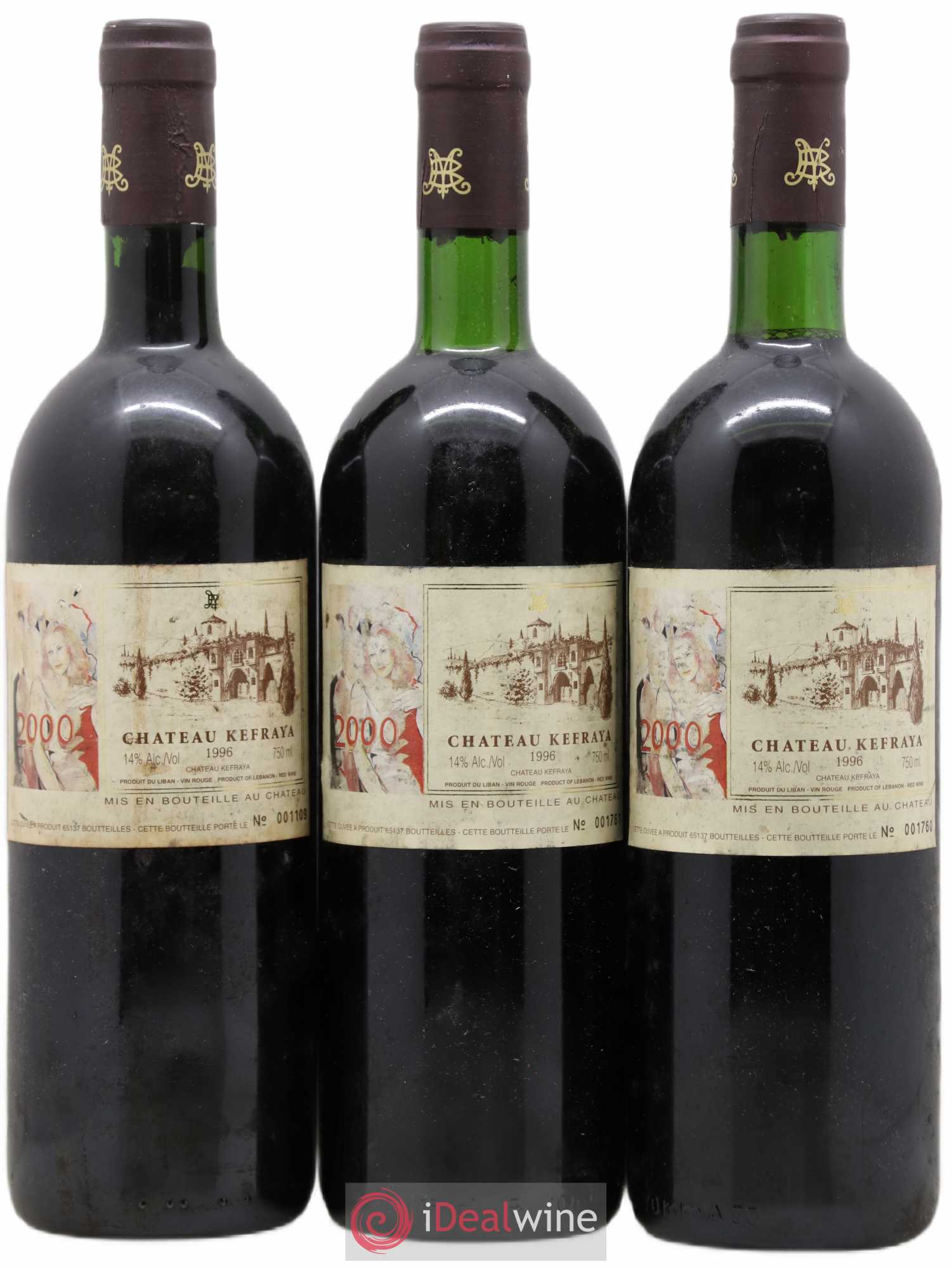 Liban Kefraya 1996 - Lot de 3 bouteilles - 0