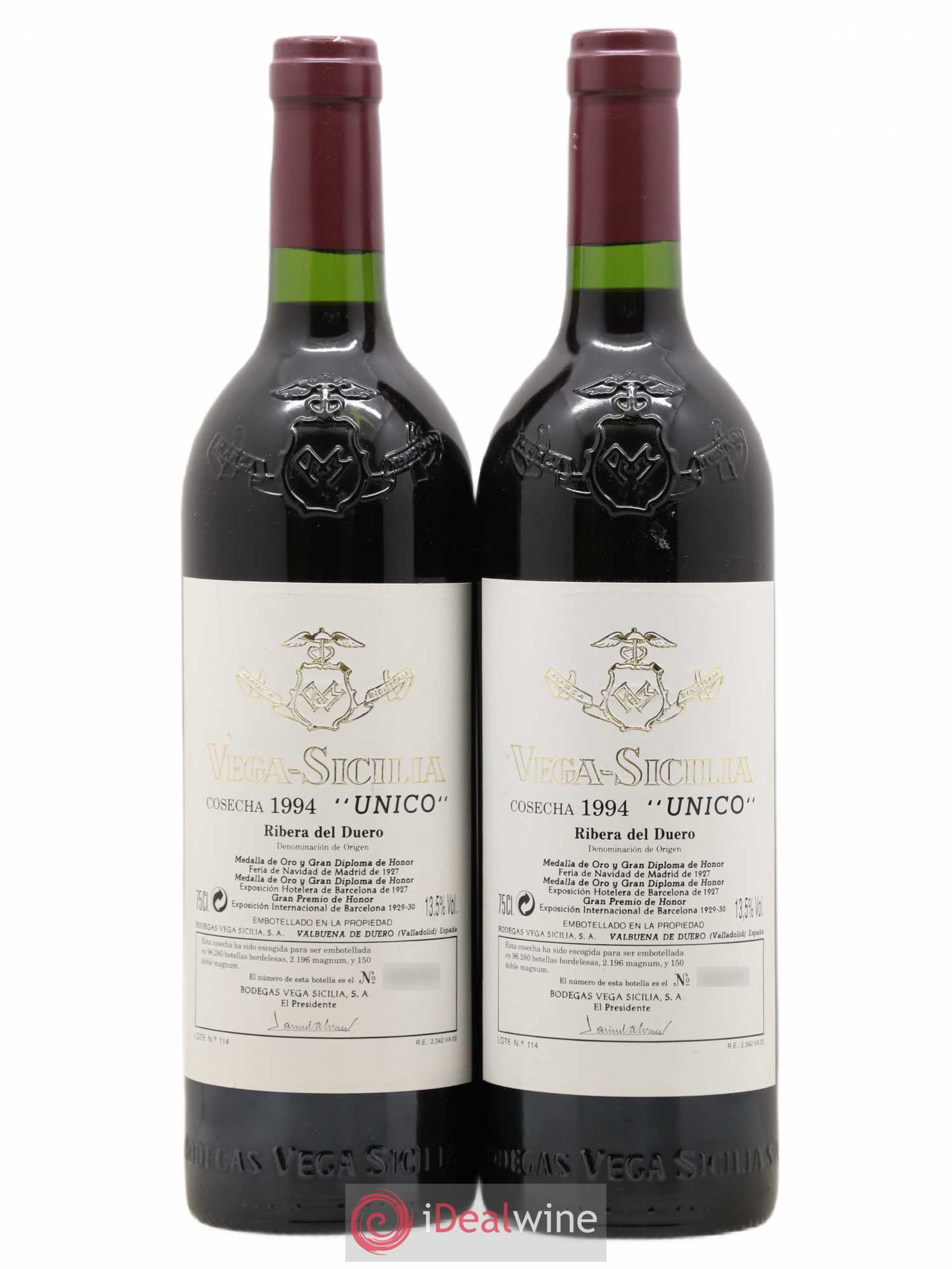 Ribera Del Duero DO Vega Sicilia Unico Famille Alvarez 1994 - Lot de 2 bouteilles - 0