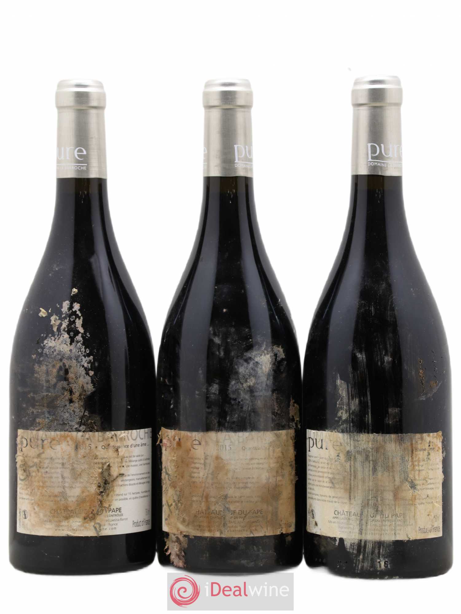 Châteauneuf-du-Pape Cuvée Pure Domaine La Barroche 2015 - Lot de 3 bouteilles - 1