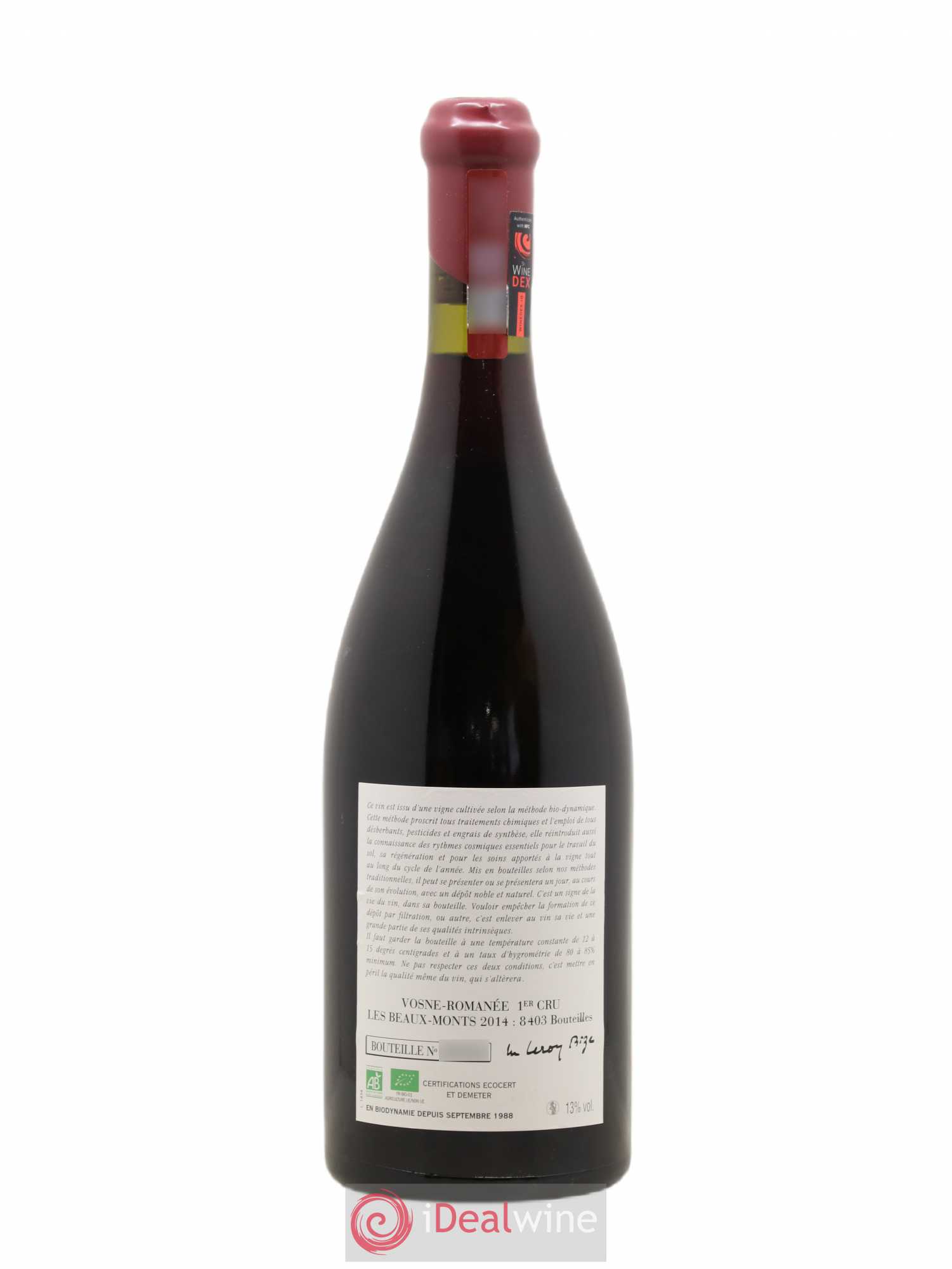 Vosne-Romanée 1er Cru Les Beaux-Monts Leroy (Domaine) 2014 - Lot de 1 bouteille - 1