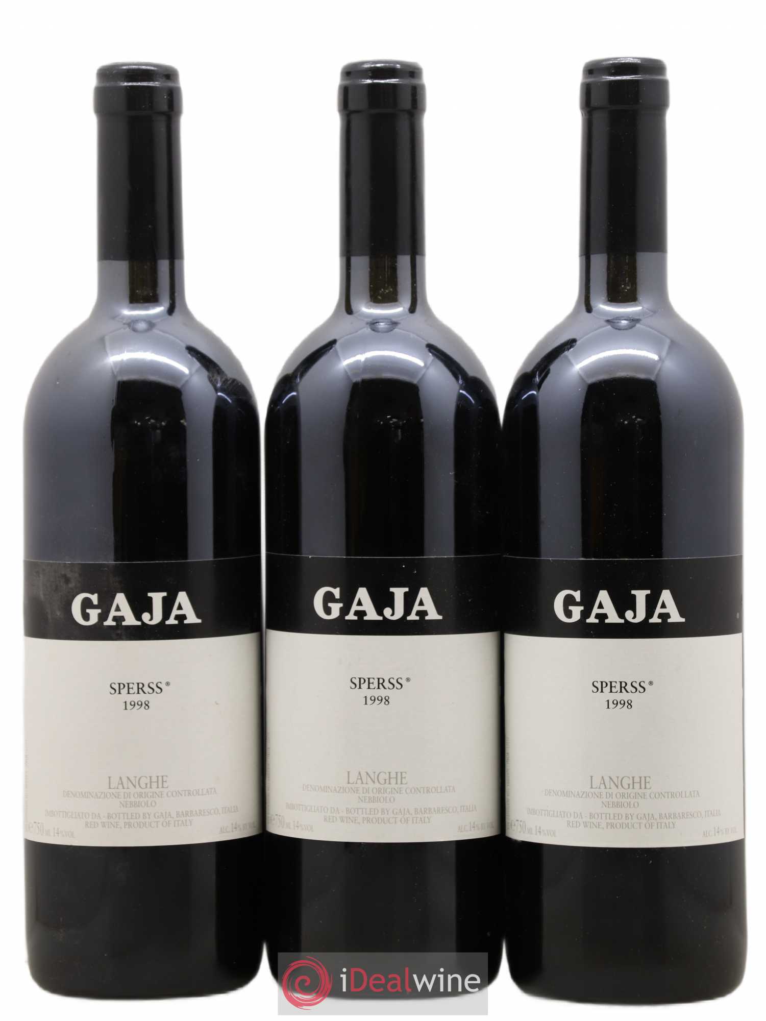 Langhe Sperss Angelo Gaja 1998 - Lot de 3 bouteilles - 0