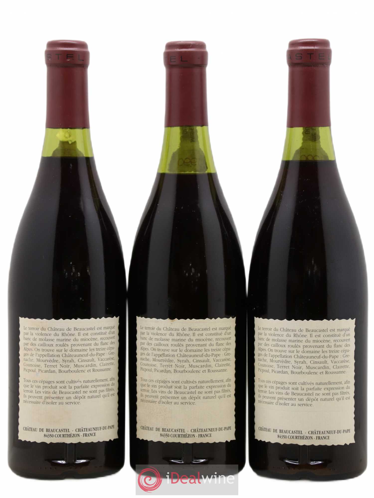 Châteauneuf-du-Pape Château de Beaucastel Famille Perrin 1990 - Lot de 3 bouteilles - 1