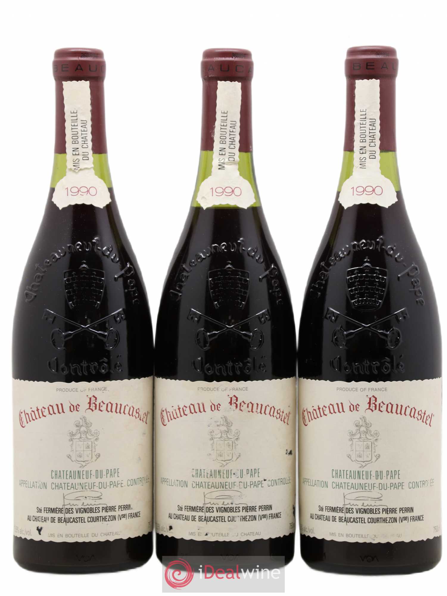 Châteauneuf-du-Pape Château de Beaucastel Famille Perrin 1990 - Lot de 3 bouteilles - 0