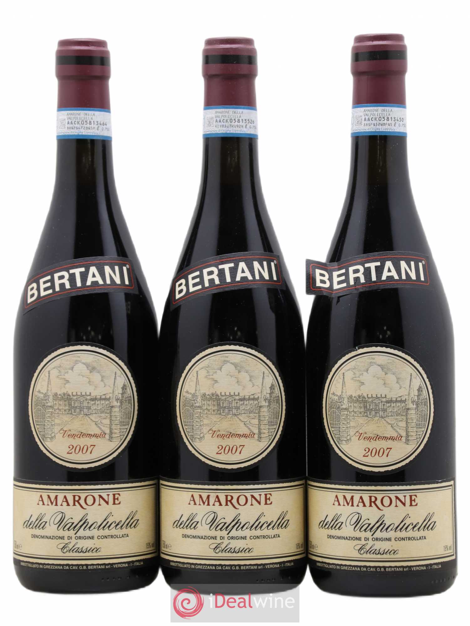 Amarone della Valpolicella DOC Classico Bertani 2007 - Lot de 3 bouteilles - 0