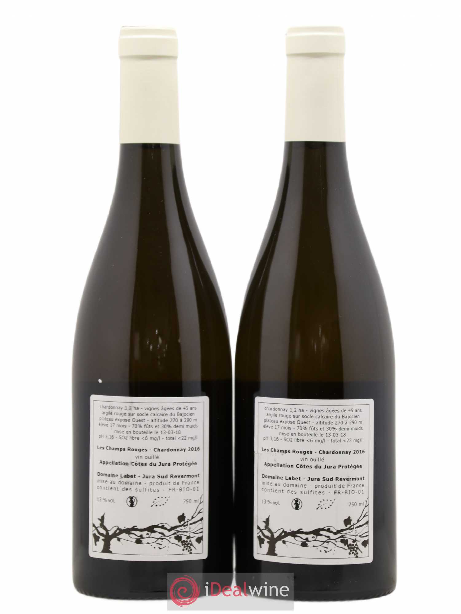 Côtes du Jura Chardonnay Les Champs Rouges Romain - Julien - Charline Labet 2016 - Posten von 2 Flaschen - 1