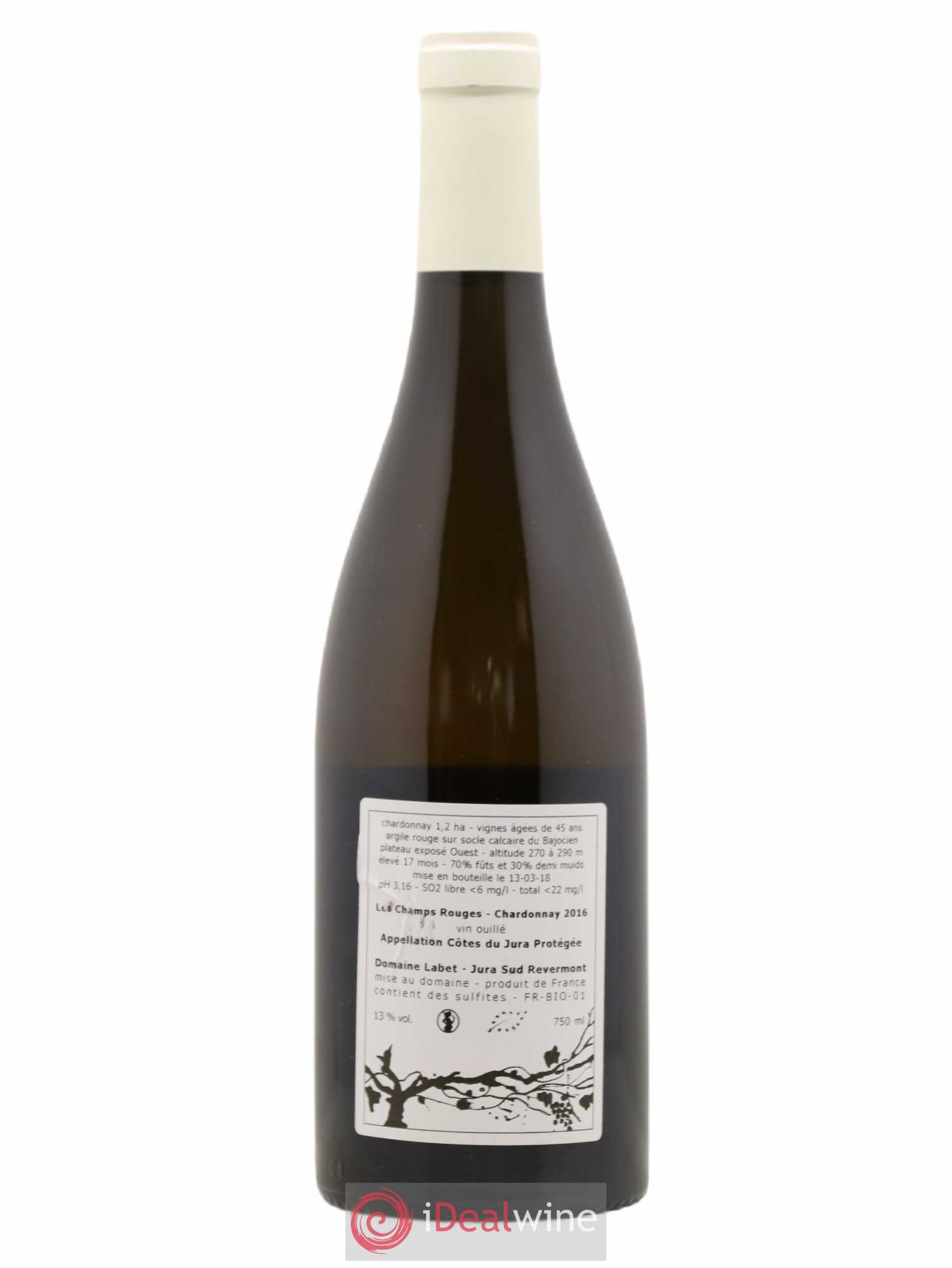 Côtes du Jura Chardonnay Les Champs Rouges Romain - Julien - Charline Labet 2016 - Lot de 1 bouteille - 1