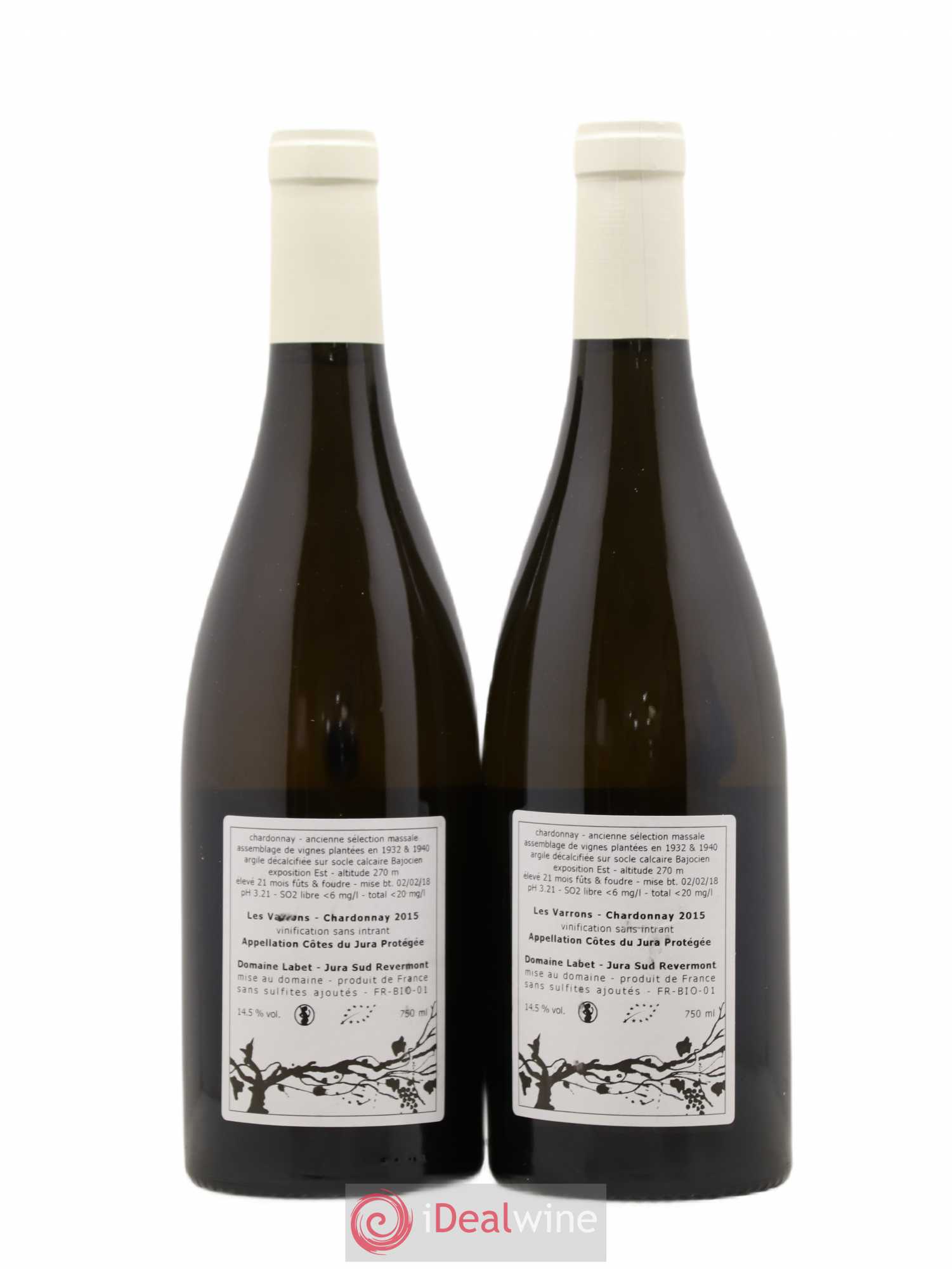 Côtes du Jura Chardonnay Les Varrons Romain - Julien - Charline Labet 2015 - Lot de 2 bouteilles - 1