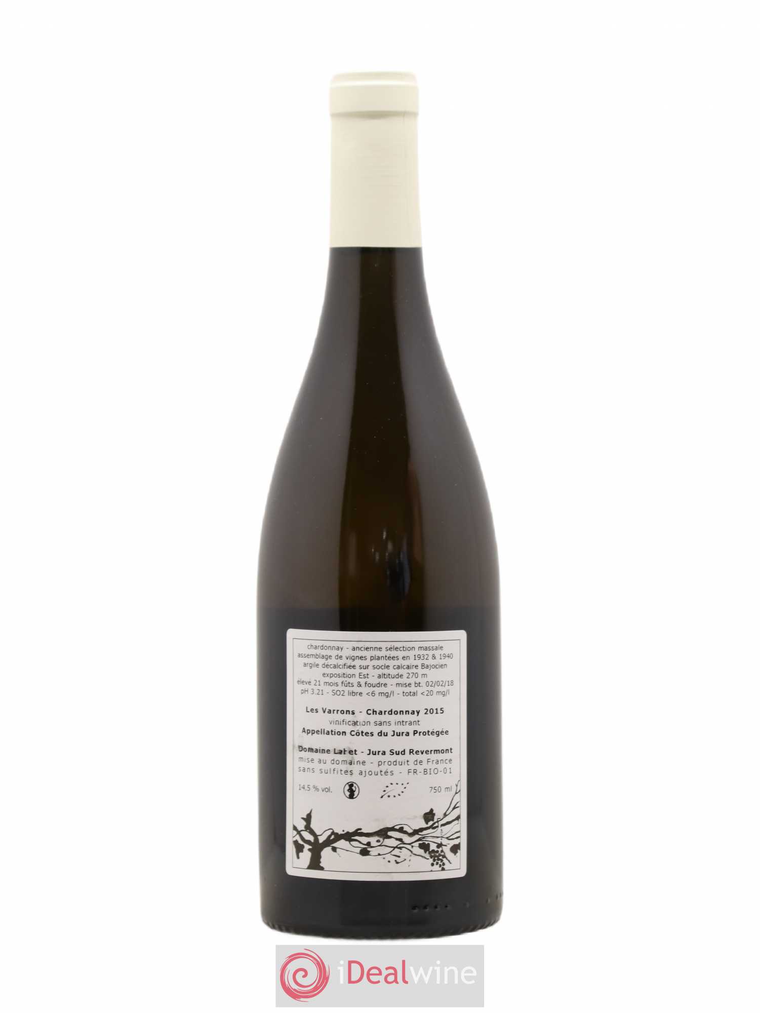 Côtes du Jura Chardonnay Les Varrons Romain - Julien - Charline Labet 2015 - Lot de 1 bouteille - 1