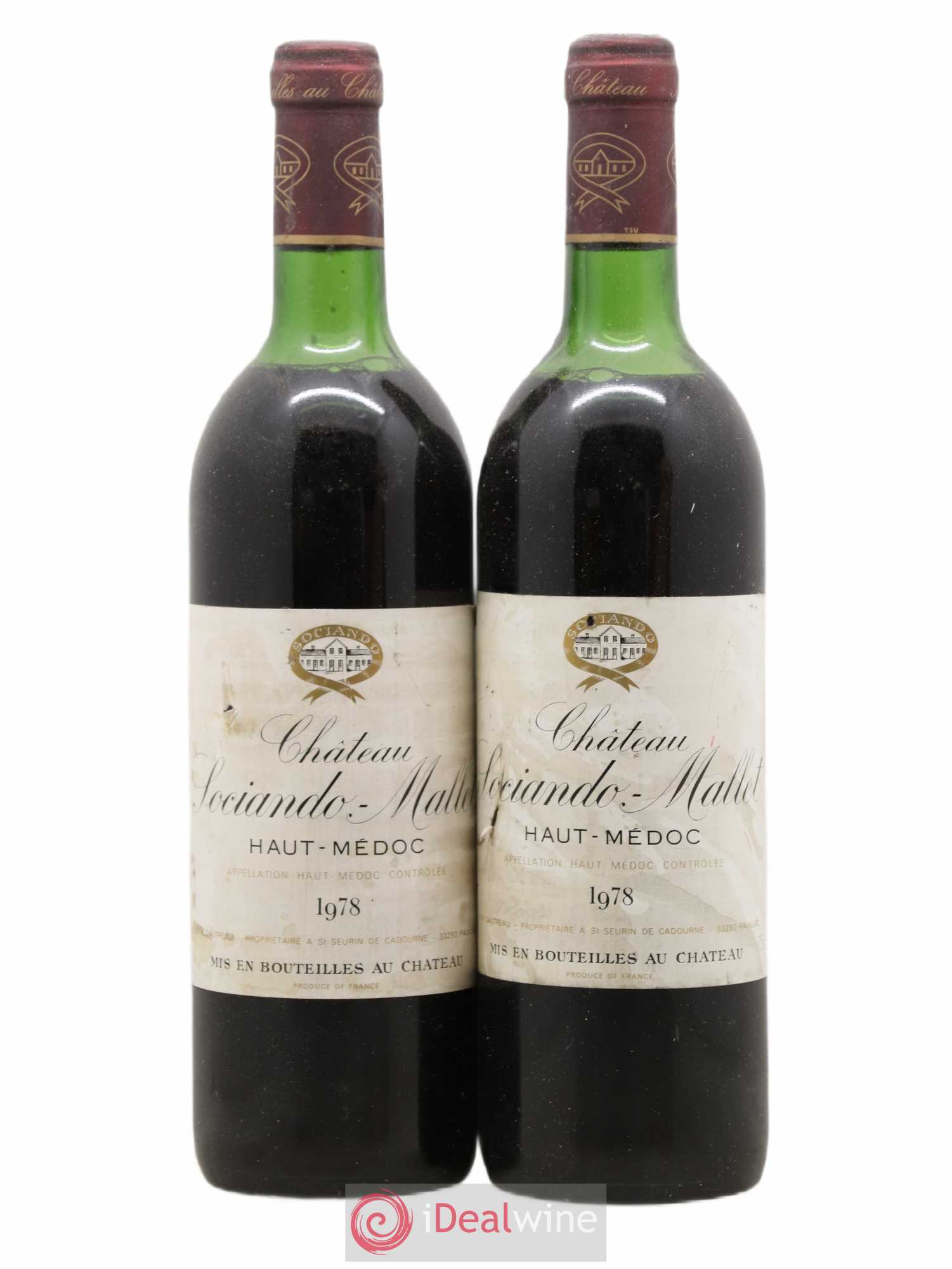 Château Sociando Mallet 1978 - Lot de 2 bouteilles - 0
