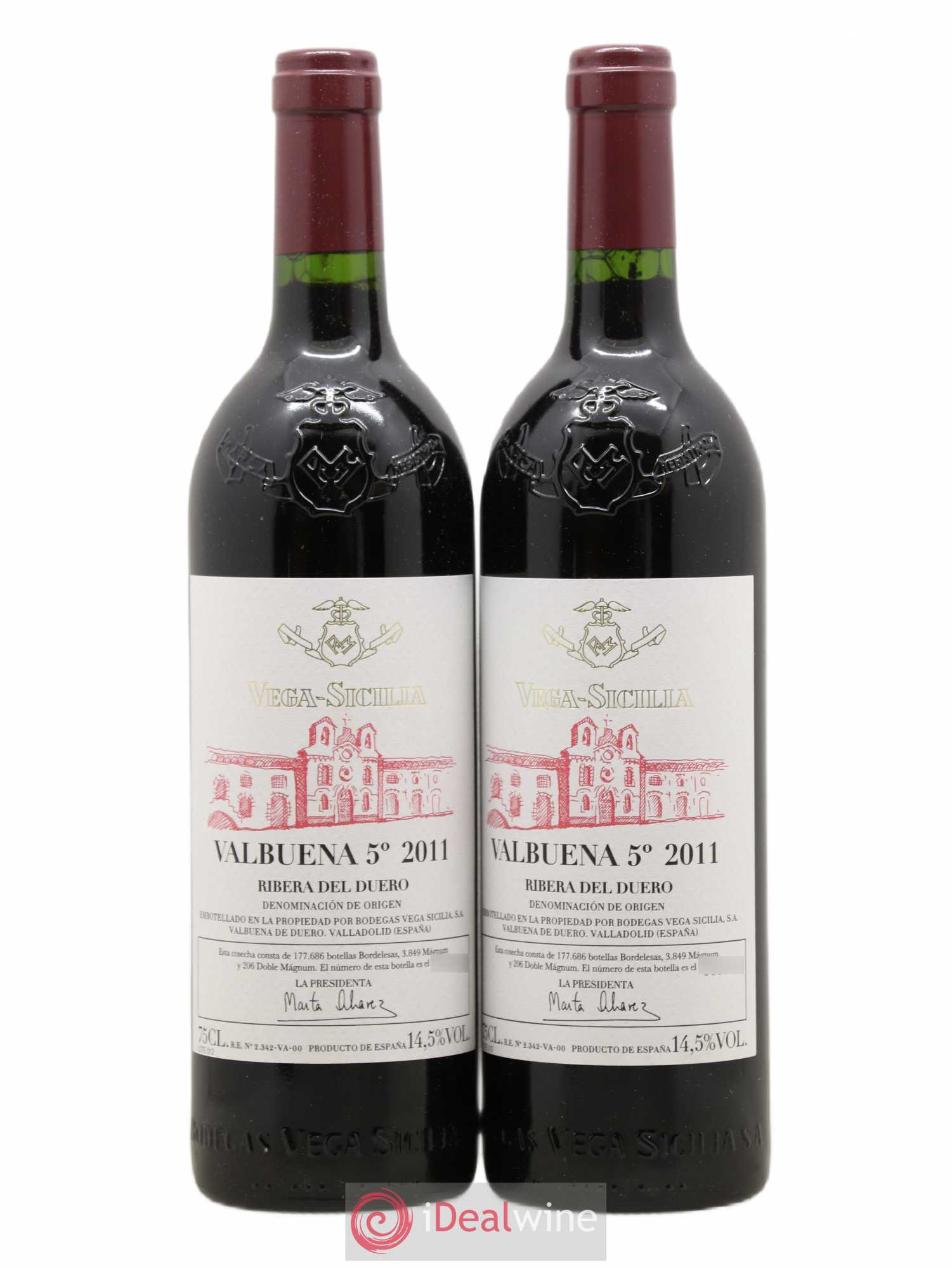 Ribera Del Duero DO Vega Sicilia Valbuena 5 ano Famille Alvarez 2011 - Lot de 2 bouteilles - 0