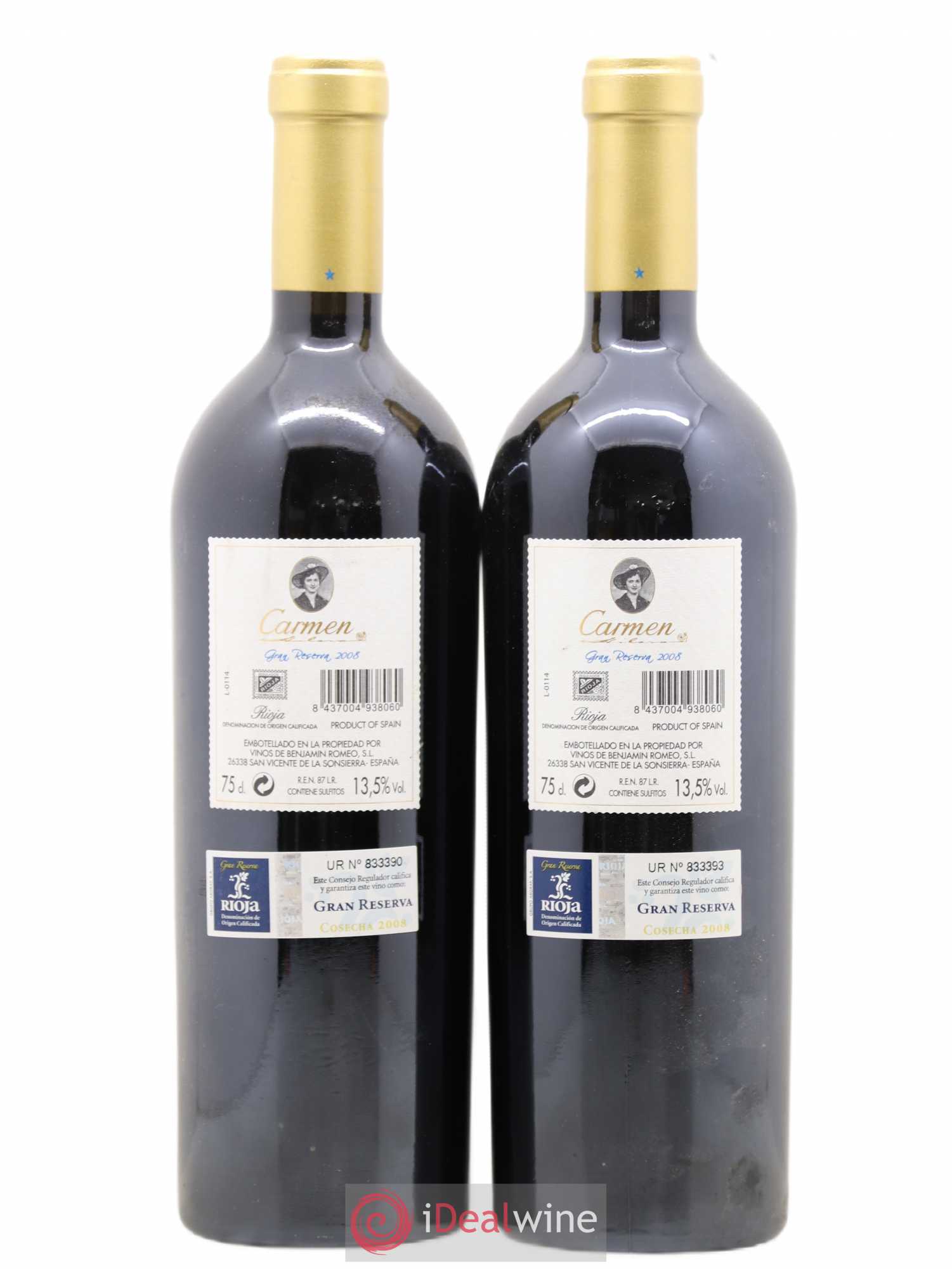 Rioja Bodegas Contador DOCA Carmen Gran Reserva Benjamin Romeo 2008 - Lot of 2 bottles - 1