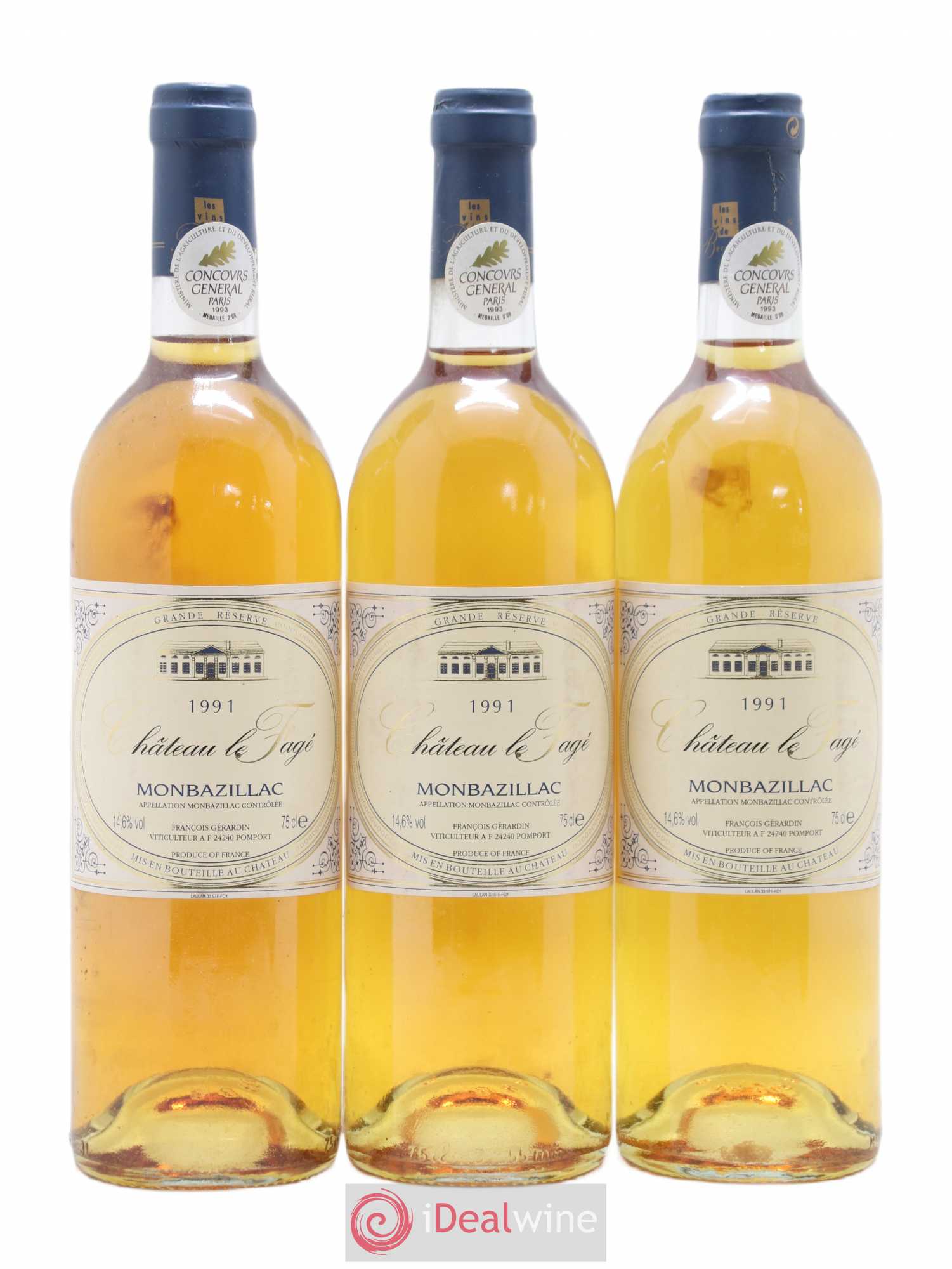 Monbazillac Château Le Fagé 1991 - Lotto di 3 bottiglie - 0