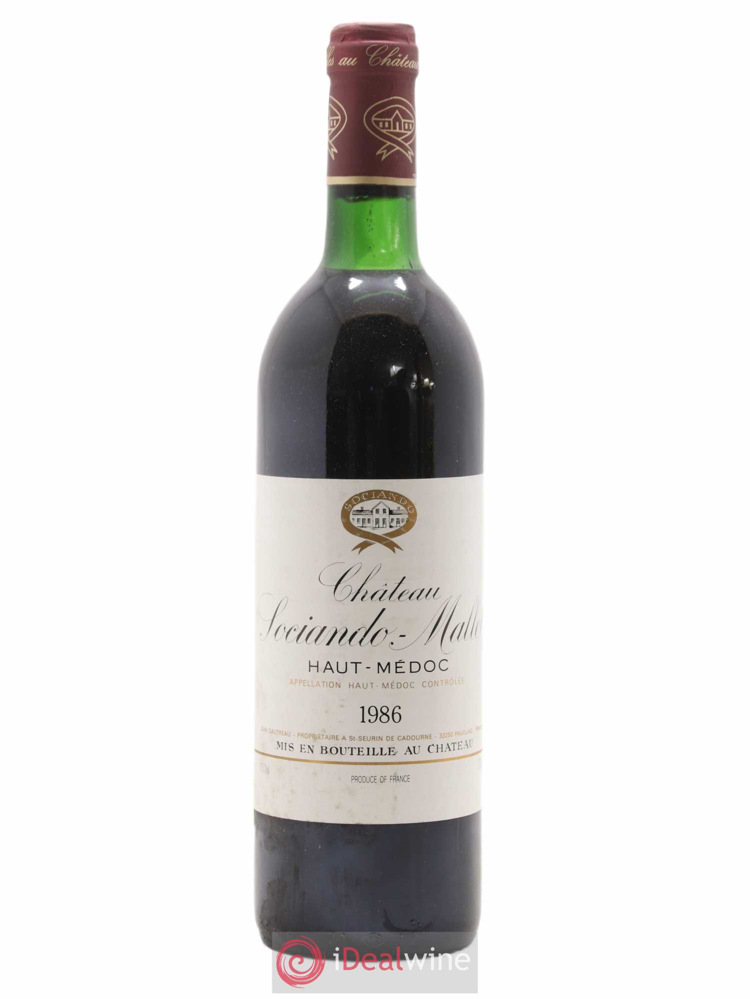 Château Sociando Mallet 1986 - Lot de 1 bouteille - 0