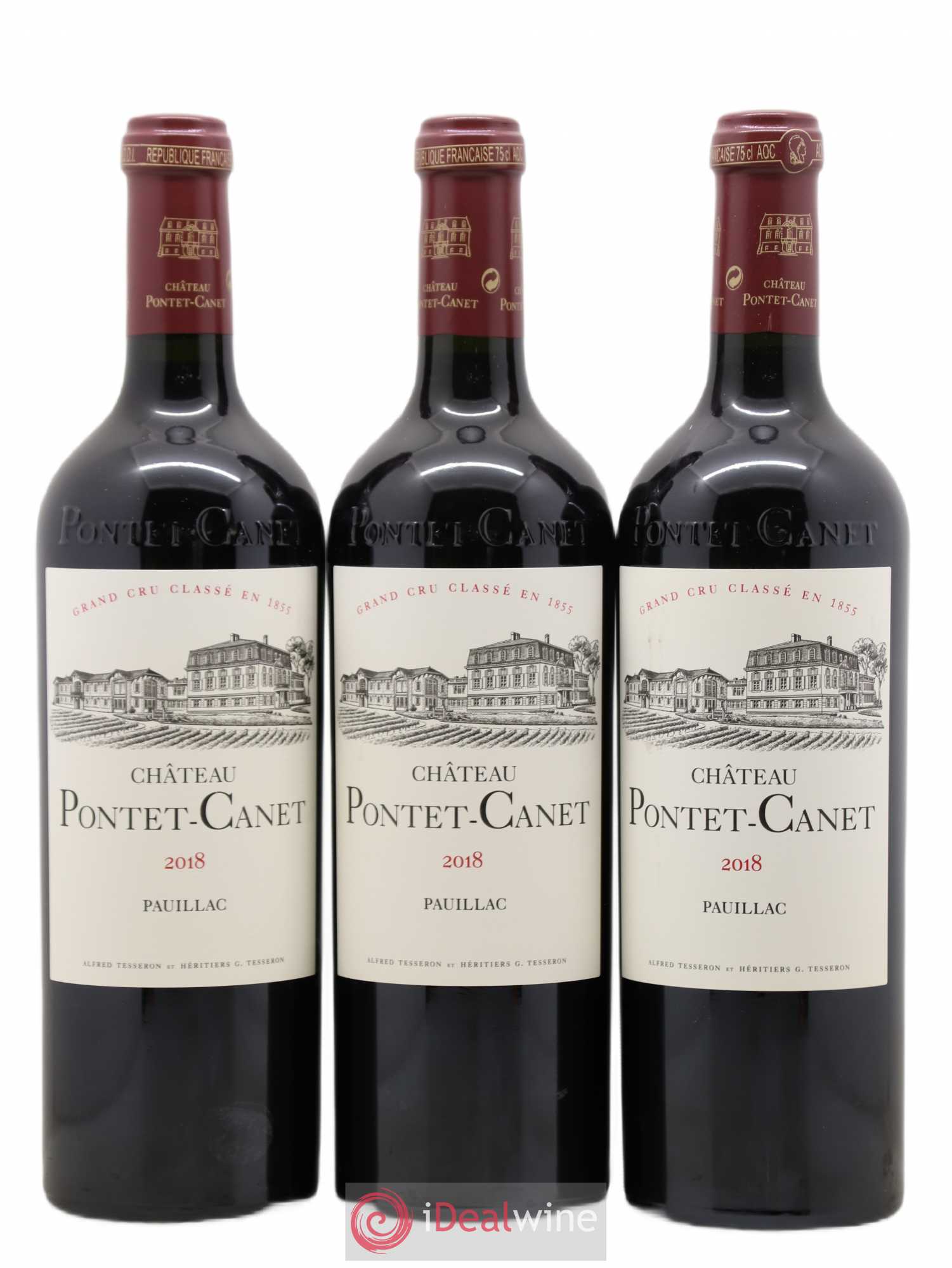 Château Pontet Canet 5ème Grand Cru Classé 2018 - Lot de 3 bouteilles - 0
