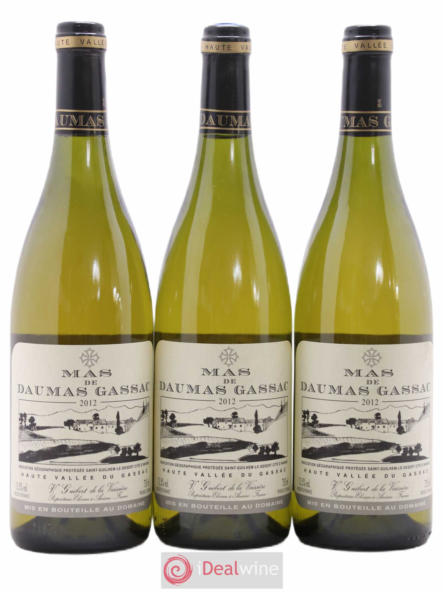 Saint-Guilhem-le-Désert - Cité d'Aniane Mas Daumas Gassac Famille Guibert de La Vaissière 2012 - Lot de 3 bouteilles - 0
