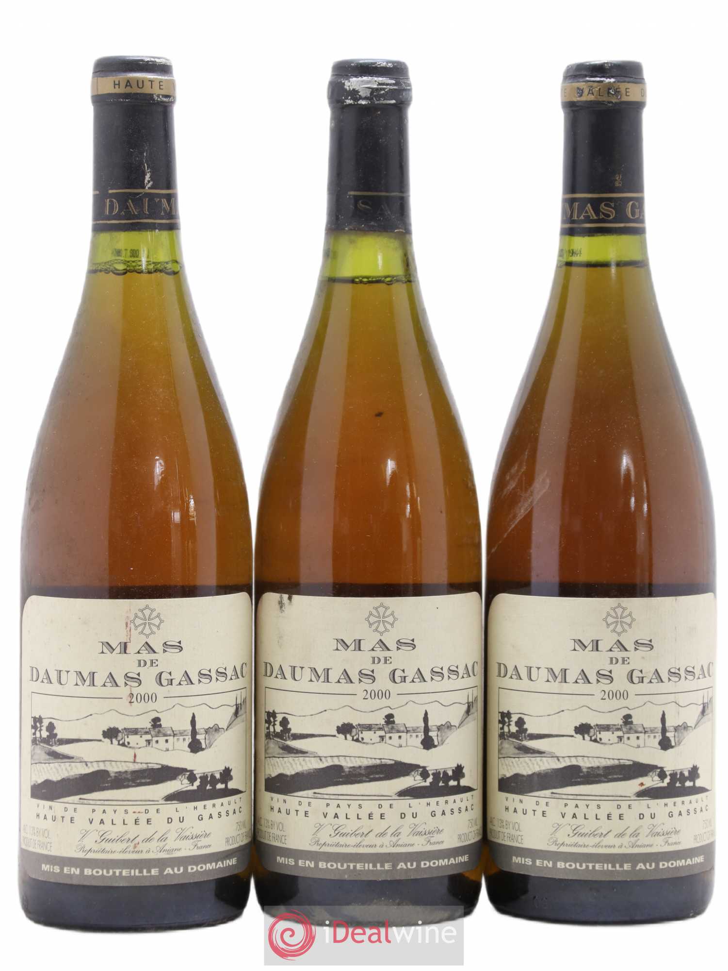 Saint-Guilhem-le-Désert - Cité d'Aniane Mas Daumas Gassac Famille Guibert de La Vaissière 2000 - Lot de 3 bouteilles - 0