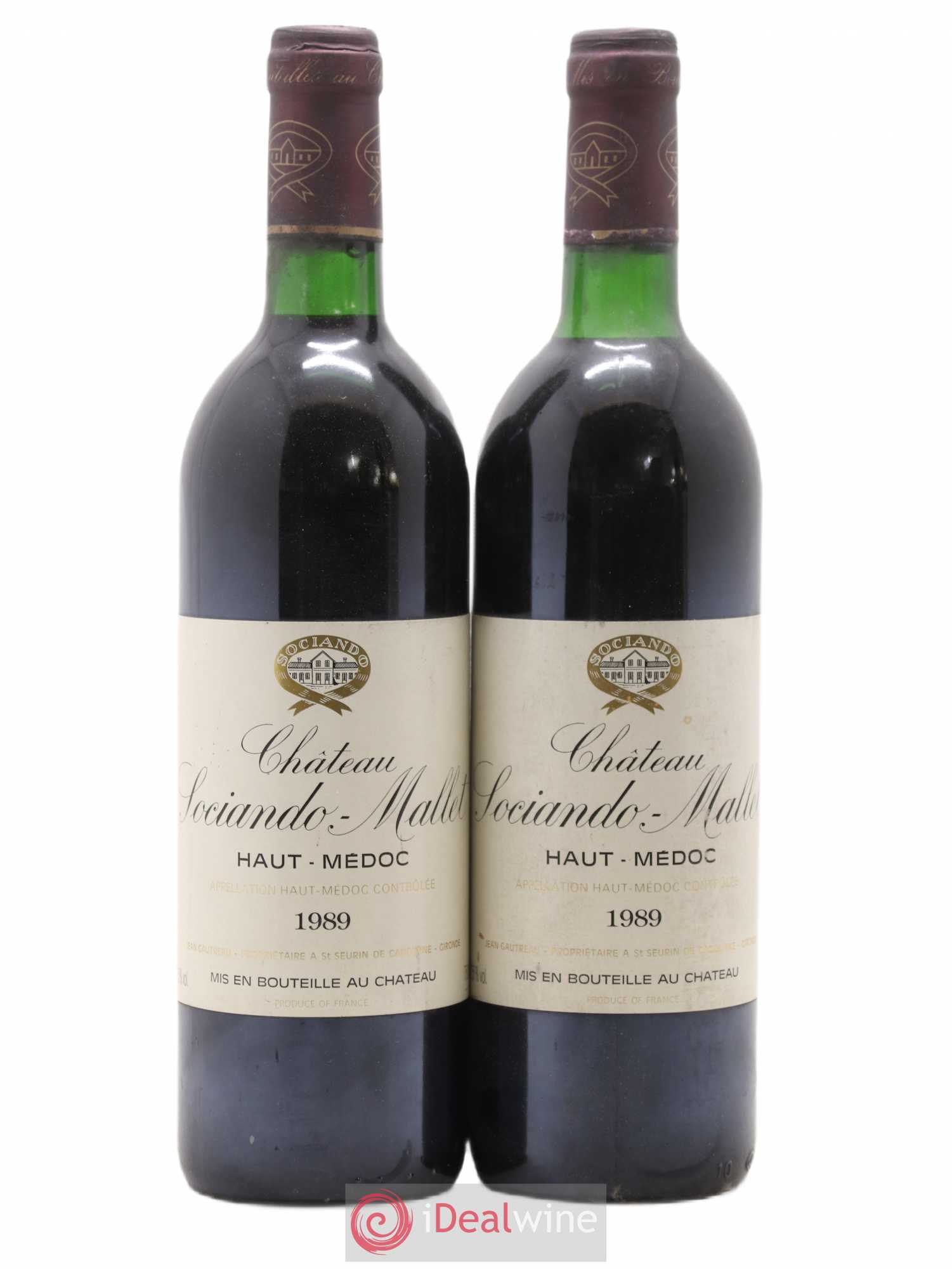Château Sociando Mallet 1989 - Lot de 2 bouteilles - 0