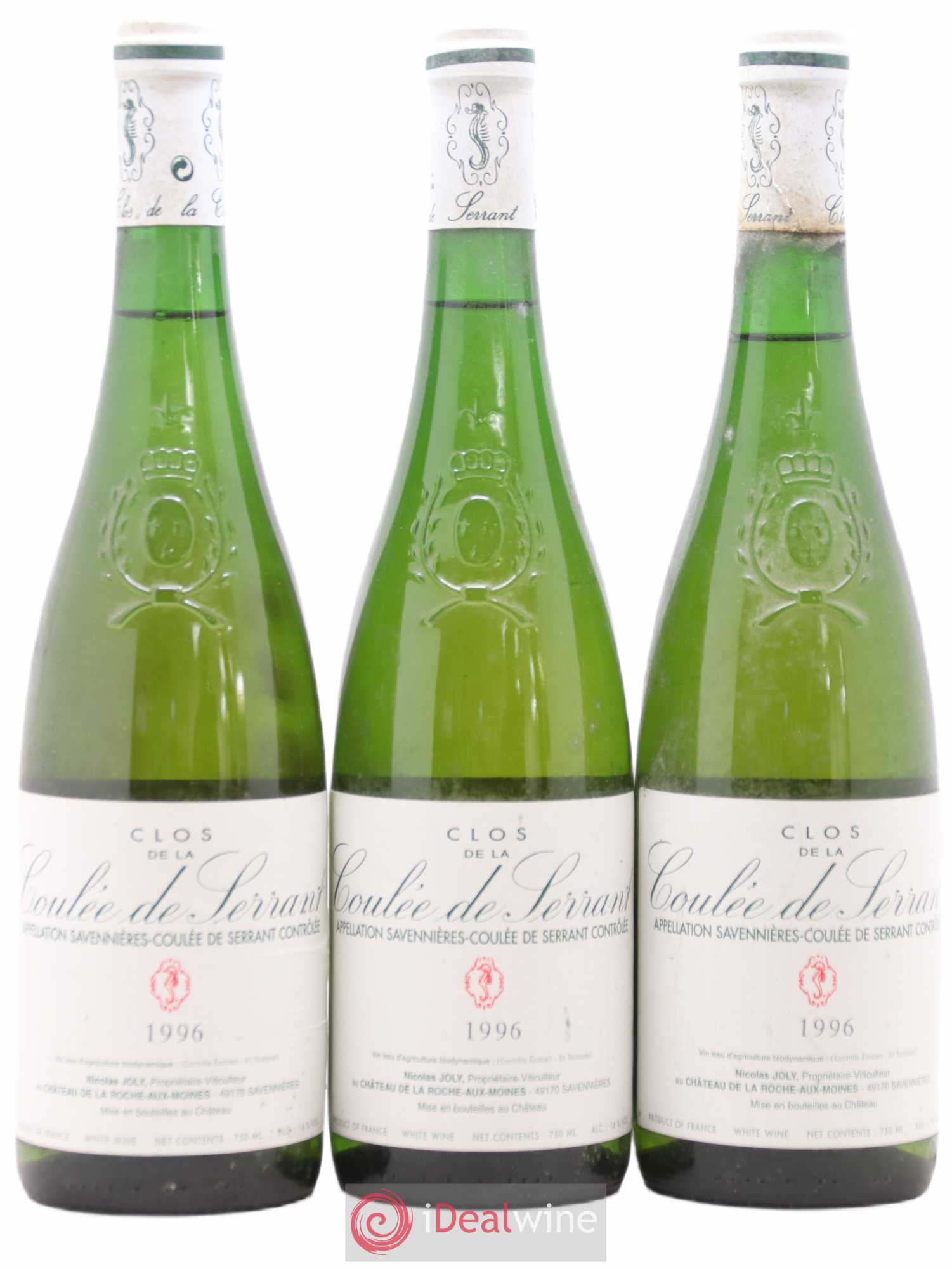 Savennières Clos de la Coulée de Serrant Vignobles de la Coulée de Serrant - Nicolas Joly 1996 - Lot de 3 bouteilles - 0