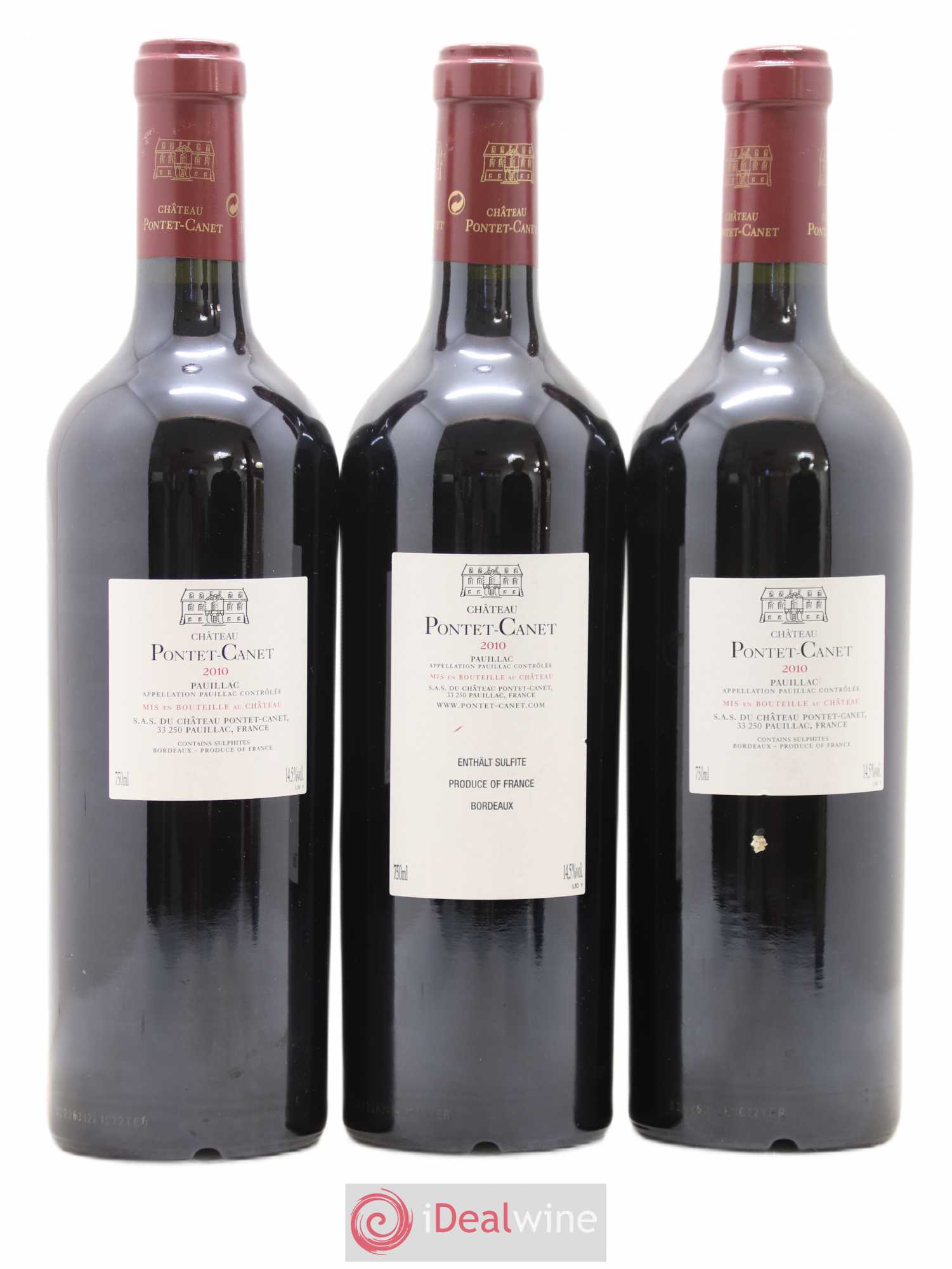 Château Pontet Canet 5ème Grand Cru Classé 2010 - Lot de 3 bouteilles - 1