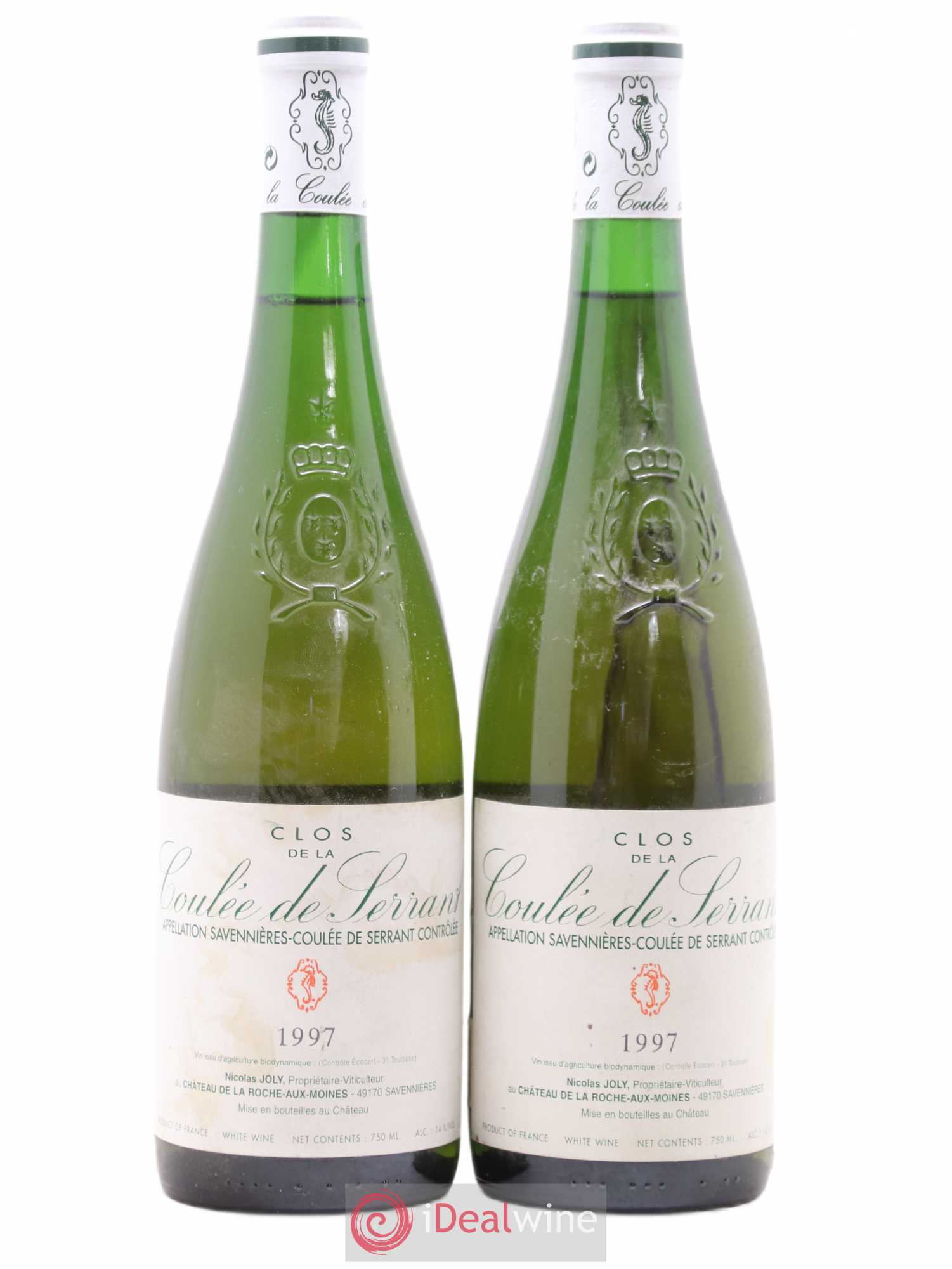 Savennières Clos de la Coulée de Serrant Vignobles de la Coulée de Serrant - Nicolas Joly 1997 - Lot de 2 bouteilles - 0