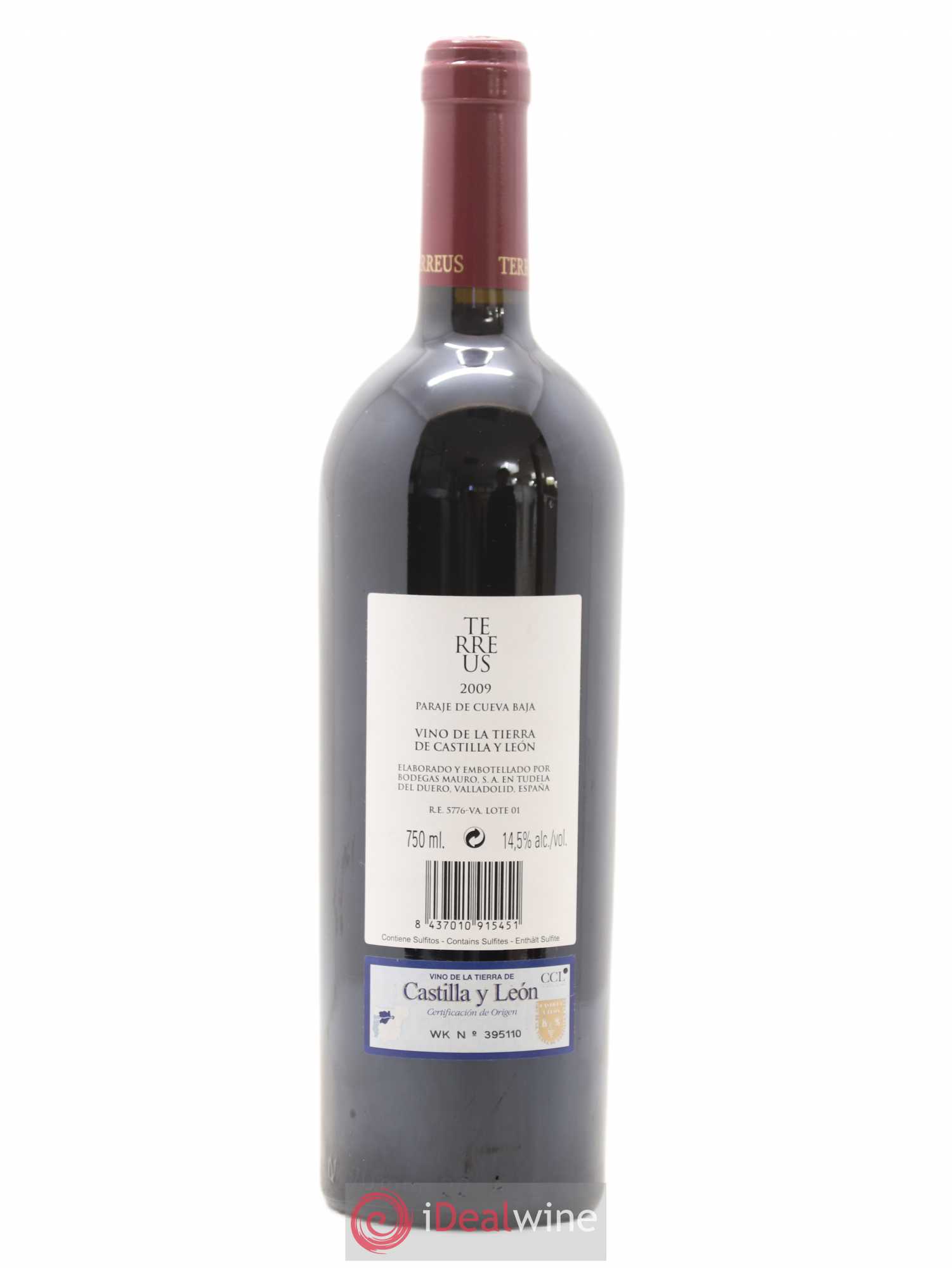 Vino de la Terra de Castilla y Leon Terreus Paraje de Cueva Baja Bodegas Mauro 2009 - Lot de 1 bouteille - 1