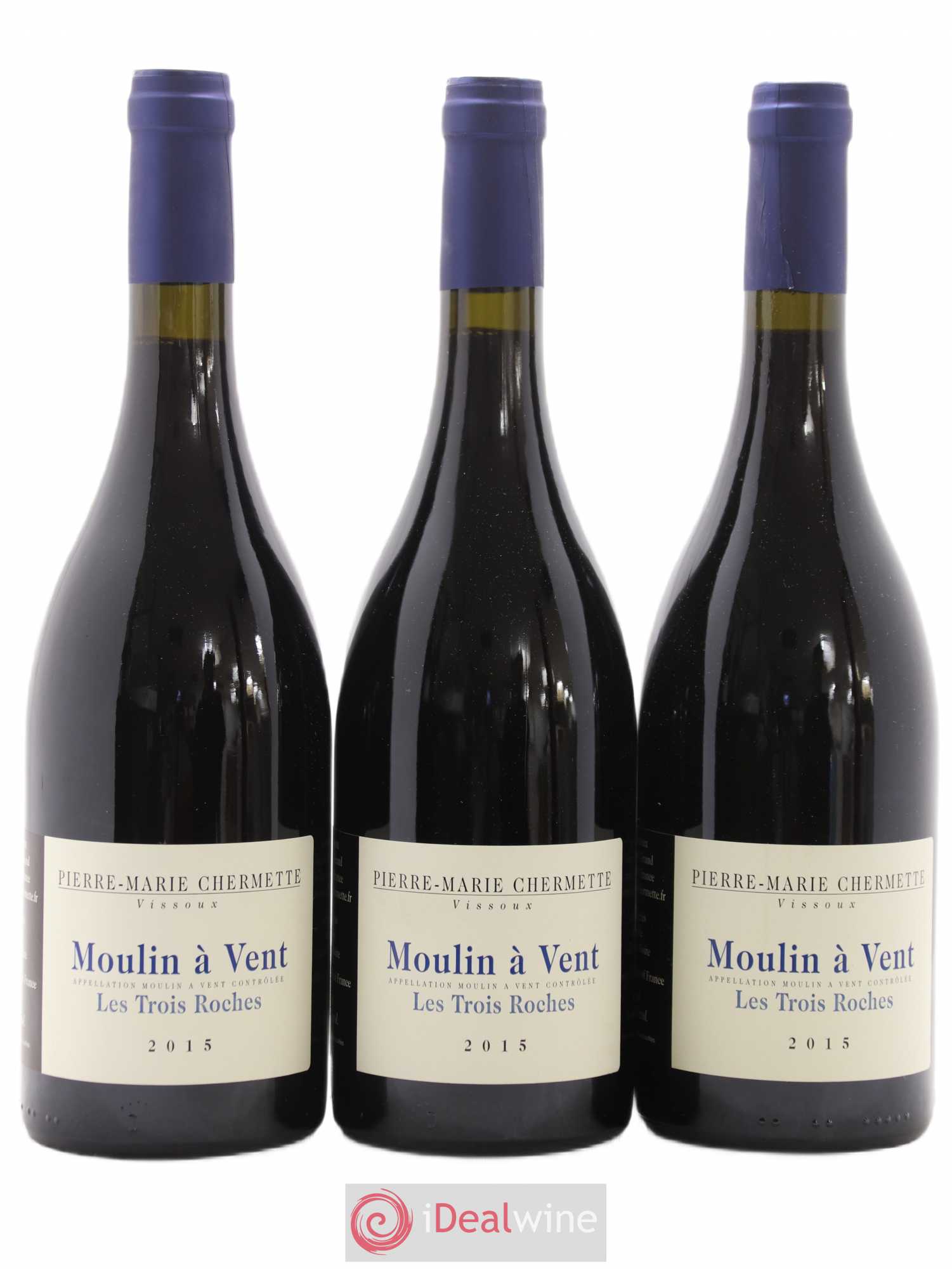 Moulin-à-Vent Les Trois Roches Domaine du Vissoux - P-M. Chermette 2015 - Lot de 3 bouteilles - 0