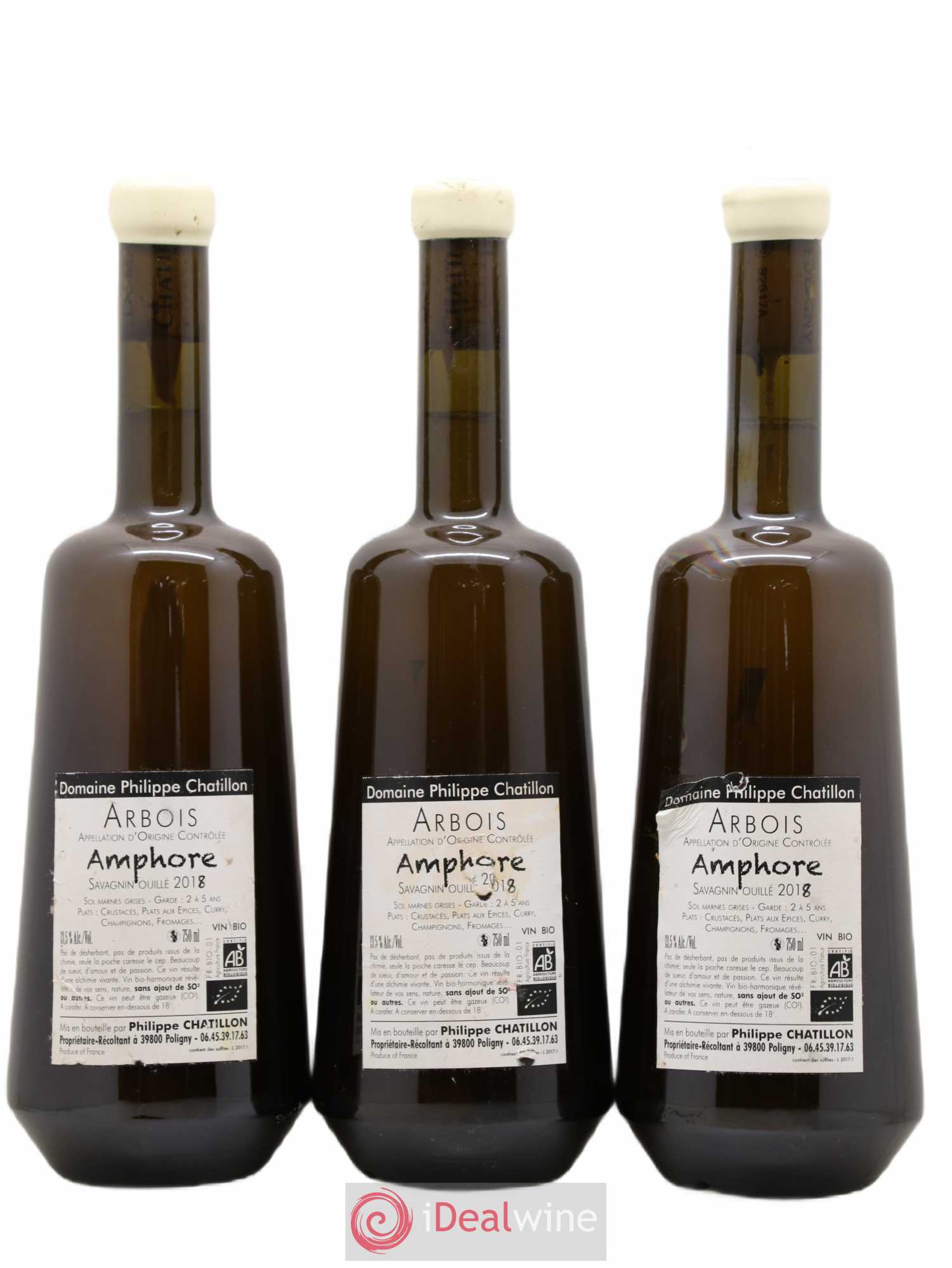 Arbois Amphore Philippe Chatillon 2018 - Lot de 3 bouteilles - 1
