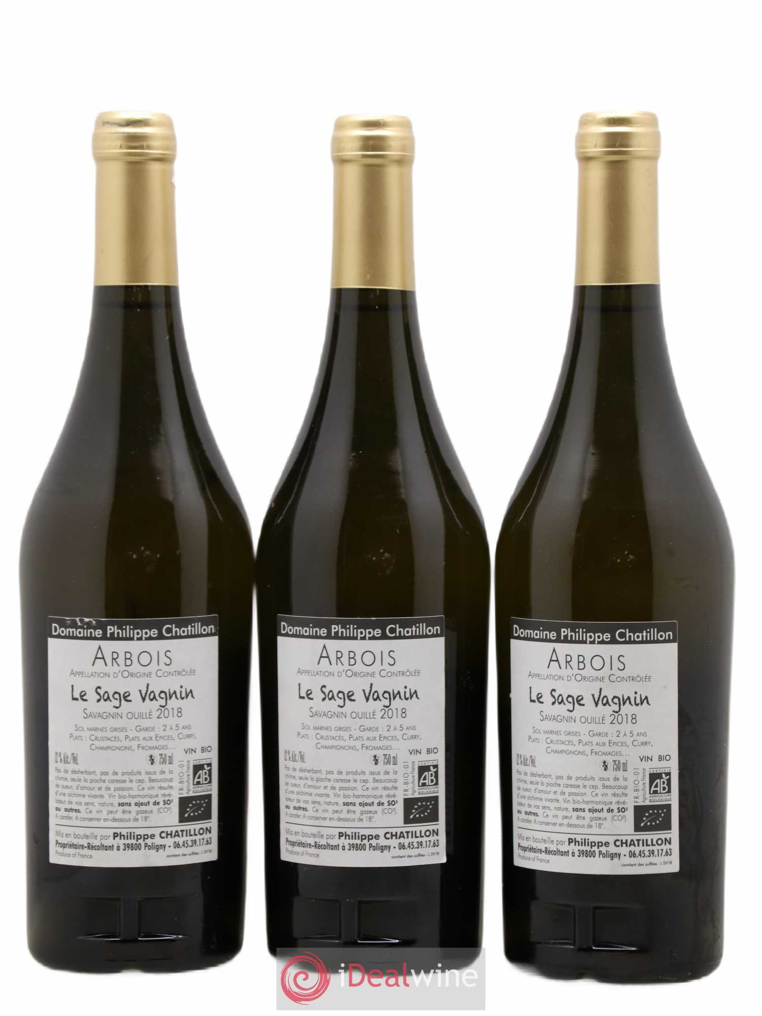 Arbois Le Sage Vagnin Philippe Chatillon 2018 - Lot de 3 bouteilles - 1