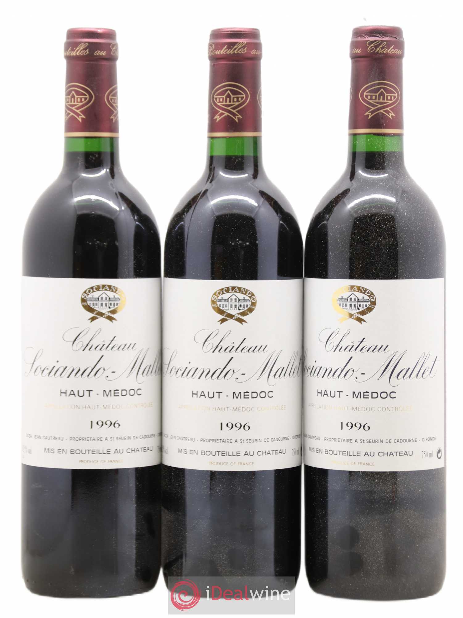 Château Sociando Mallet 1996 - Lot de 6 bouteilles - 1
