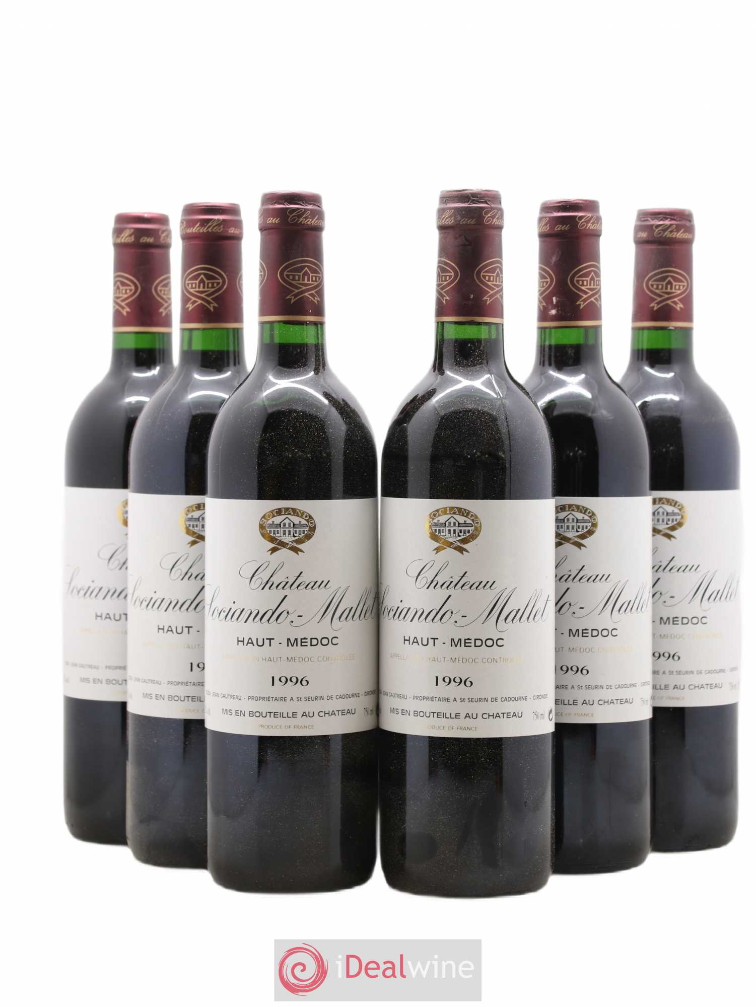 Château Sociando Mallet 1996 - Lot de 6 bouteilles - 0