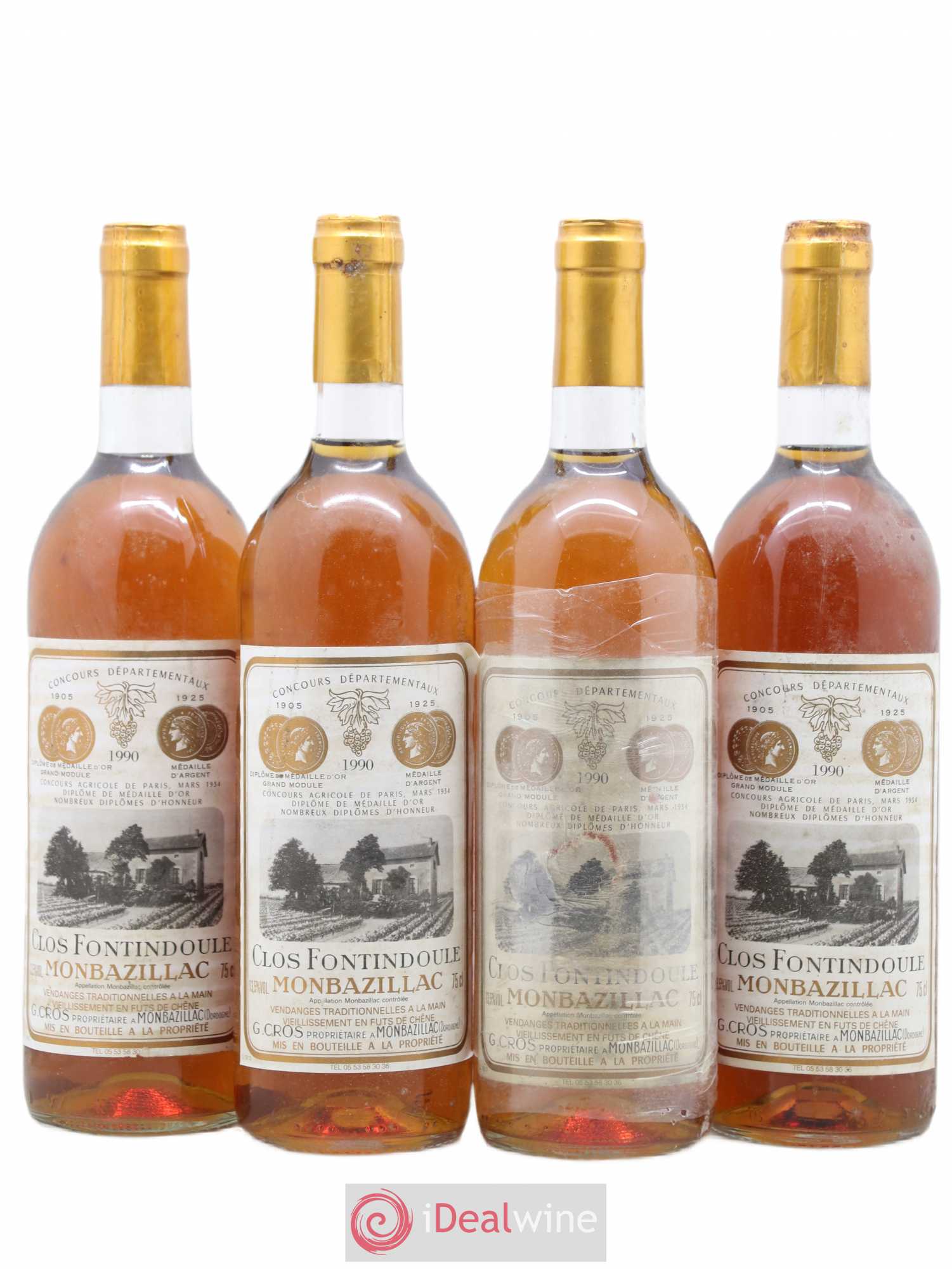 Monbazillac Clos Fontindoule 1990 - Lotto di 4 bottiglie - 0