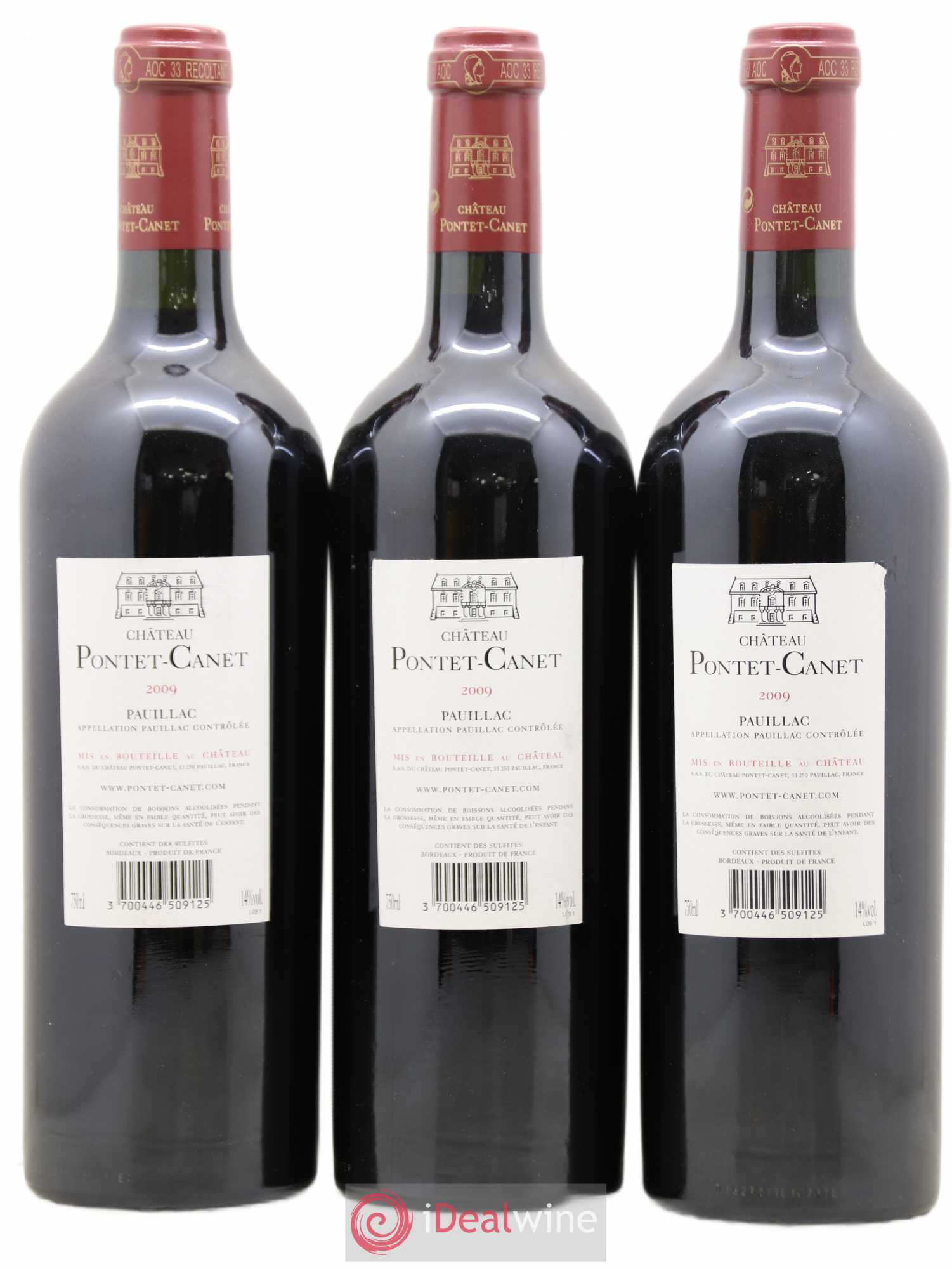 Château Pontet Canet 5ème Grand Cru Classé 2009 - Lot de 3 bouteilles - 1