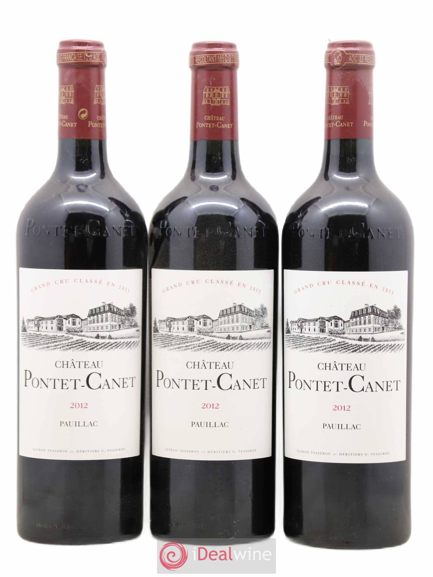 Château Pontet Canet 5ème Grand Cru Classé 2012 - Lot de 3 bouteilles - 0