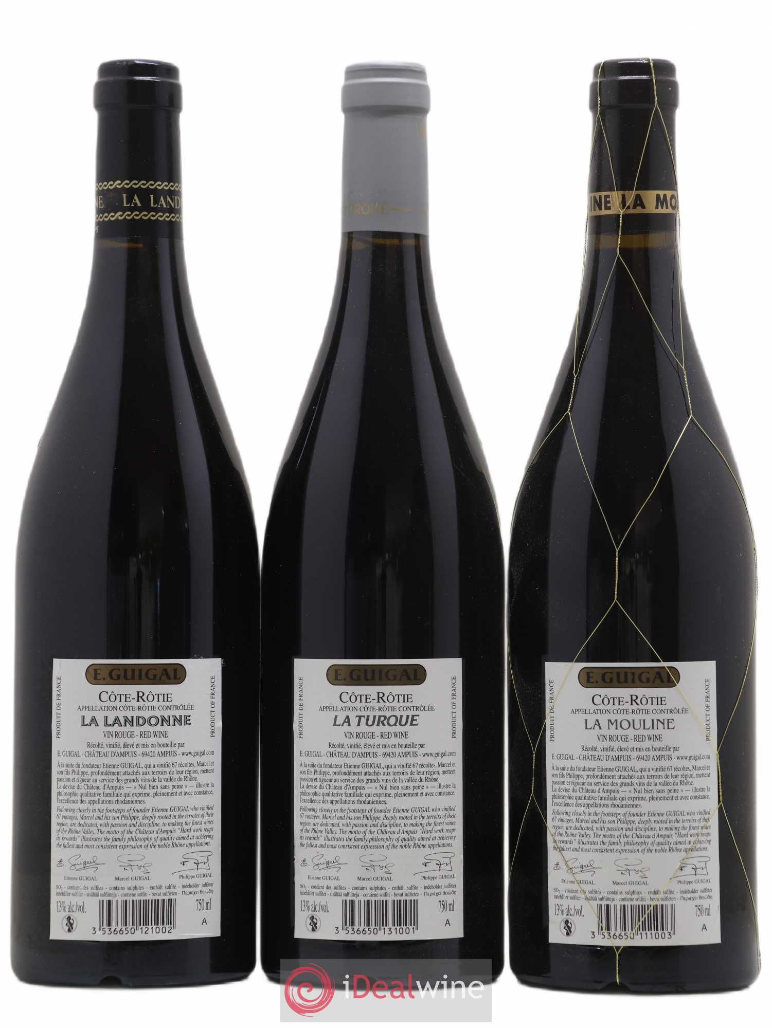 Côte-Rôtie Guigal Trilogie La Turque - La Landonne - La Mouline 2009 - Lot de 3 bouteilles - 1