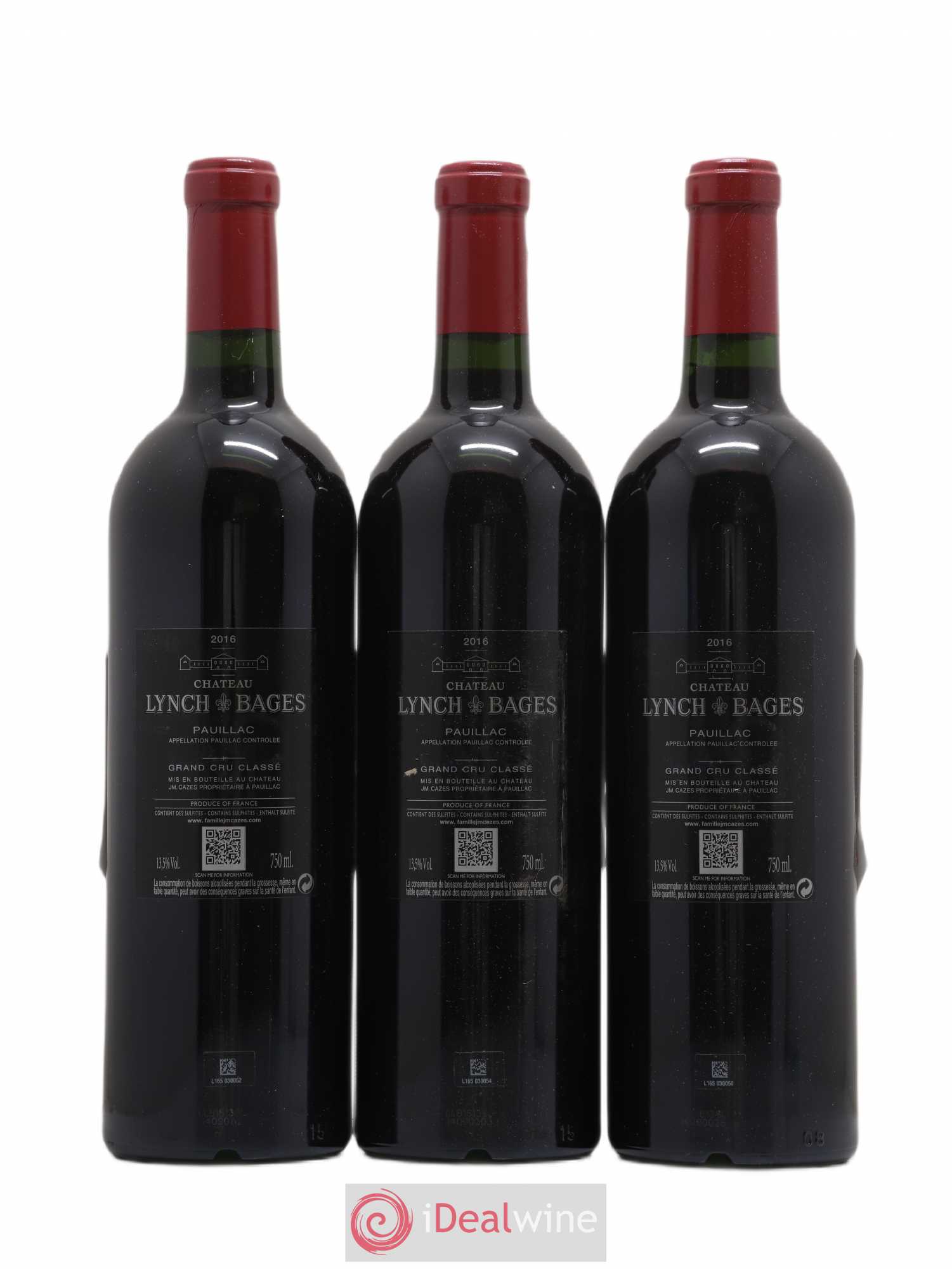 Château Lynch Bages 5ème Grand Cru Classé 2016 - Lot de 3 bouteilles - 1