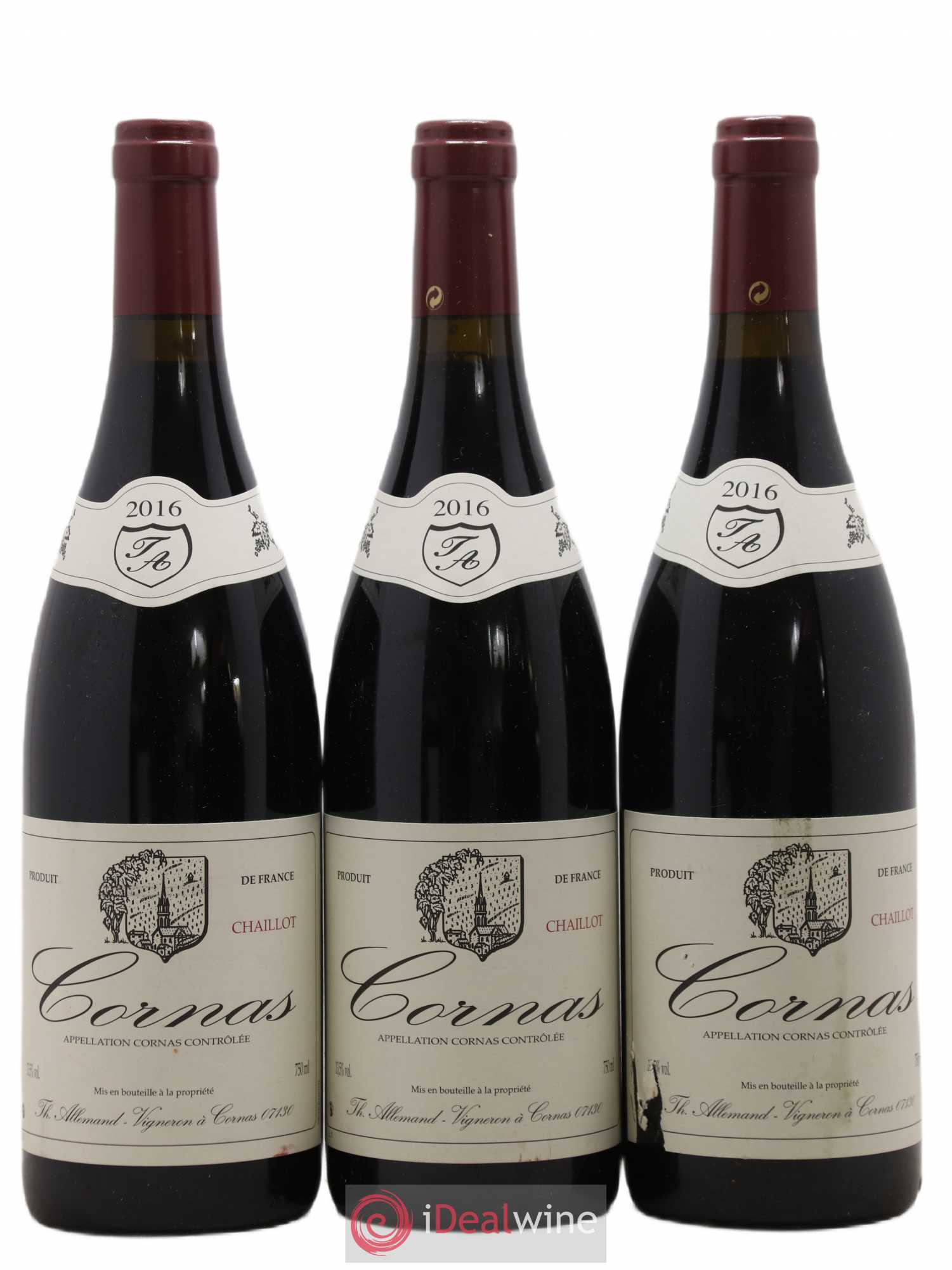 Cornas Chaillot Thierry Allemand 2016 - Lot de 3 bouteilles - 0