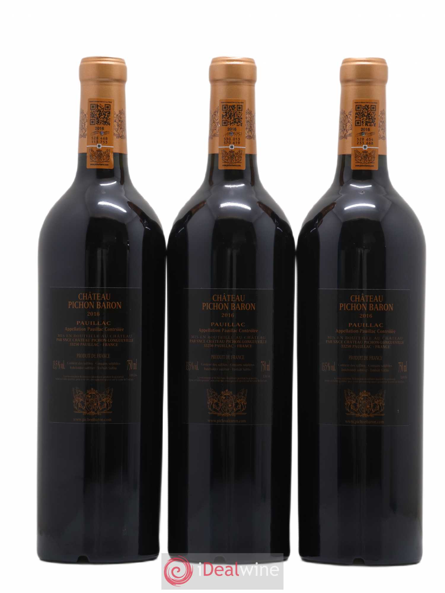 Pichon Longueville Baron 2ème Grand Cru Classé 2016 - Lot de 3 bouteilles - 1