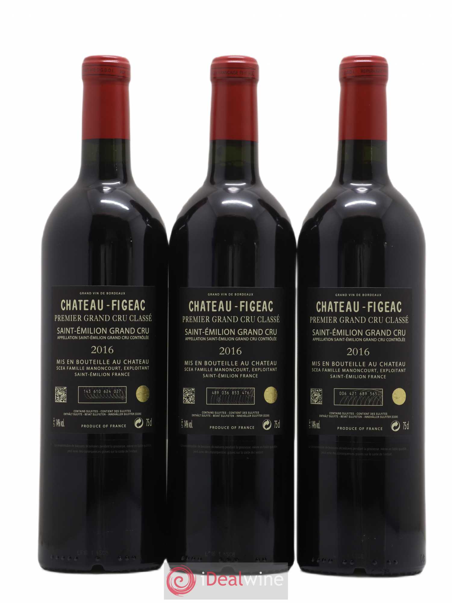 Château Figeac 1er Grand Cru Classé A 2016 - Lot de 3 bouteilles - 1