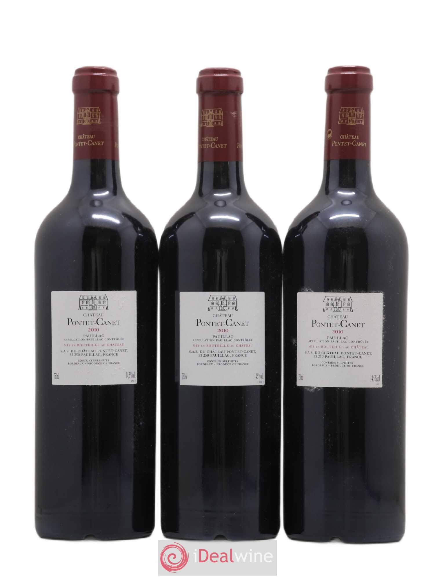 Château Pontet Canet 5ème Grand Cru Classé 2010 - Lot de 3 bouteilles - 1