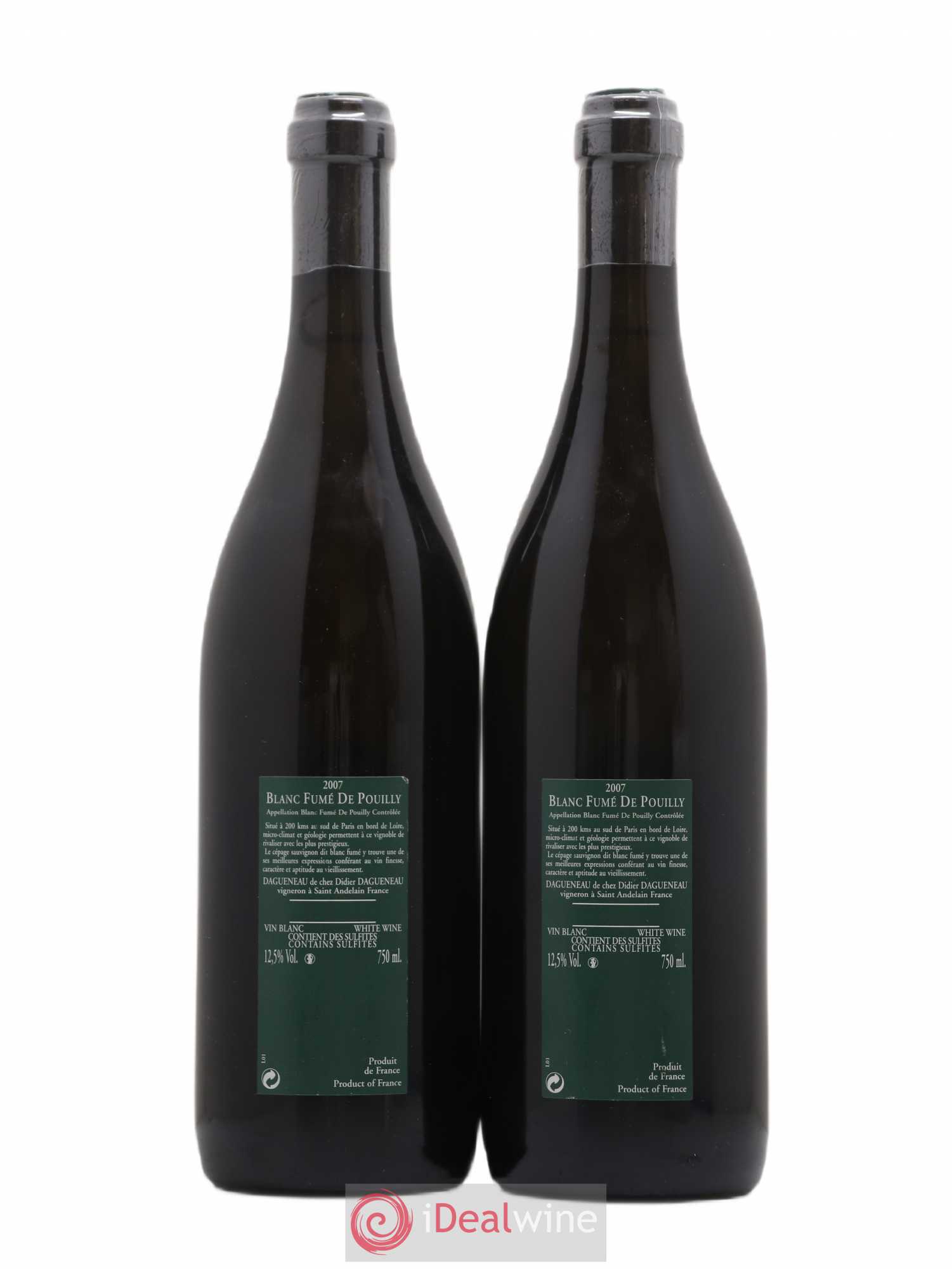 Vin de France (anciennement Pouilly-Fumé) Silex Dagueneau (Domaine Didier - Louis-Benjamin) 2007 - Lot de 2 bouteilles - 1