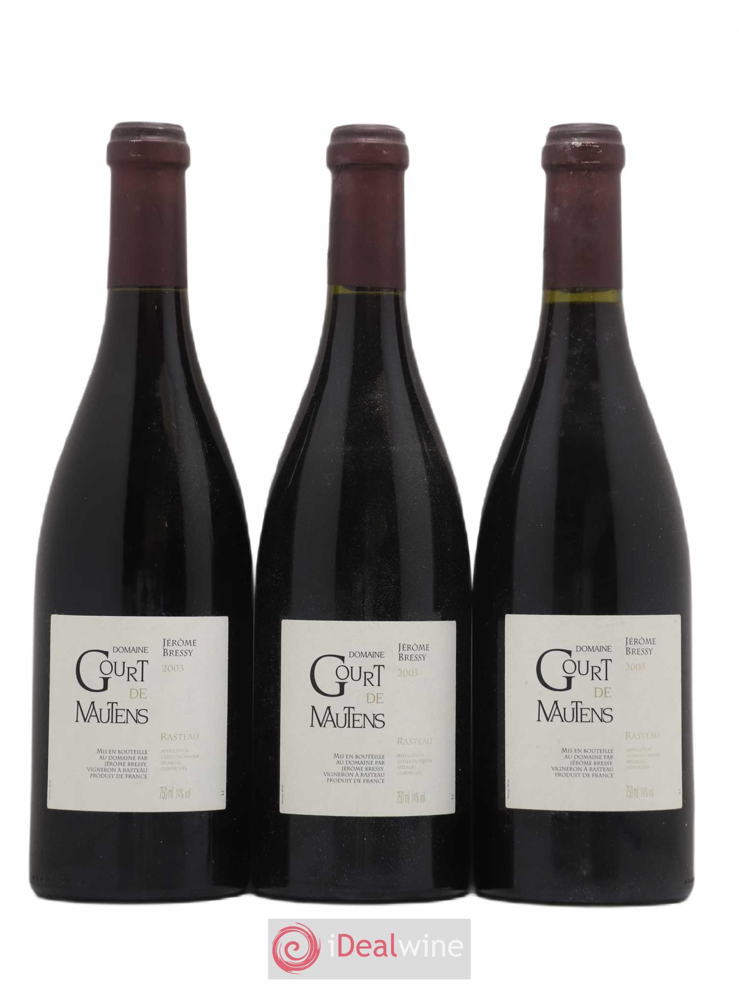Rasteau Domaine Gourt de Mautens - Jérôme Bressy 2003 - Lot de 3 bouteilles - 0