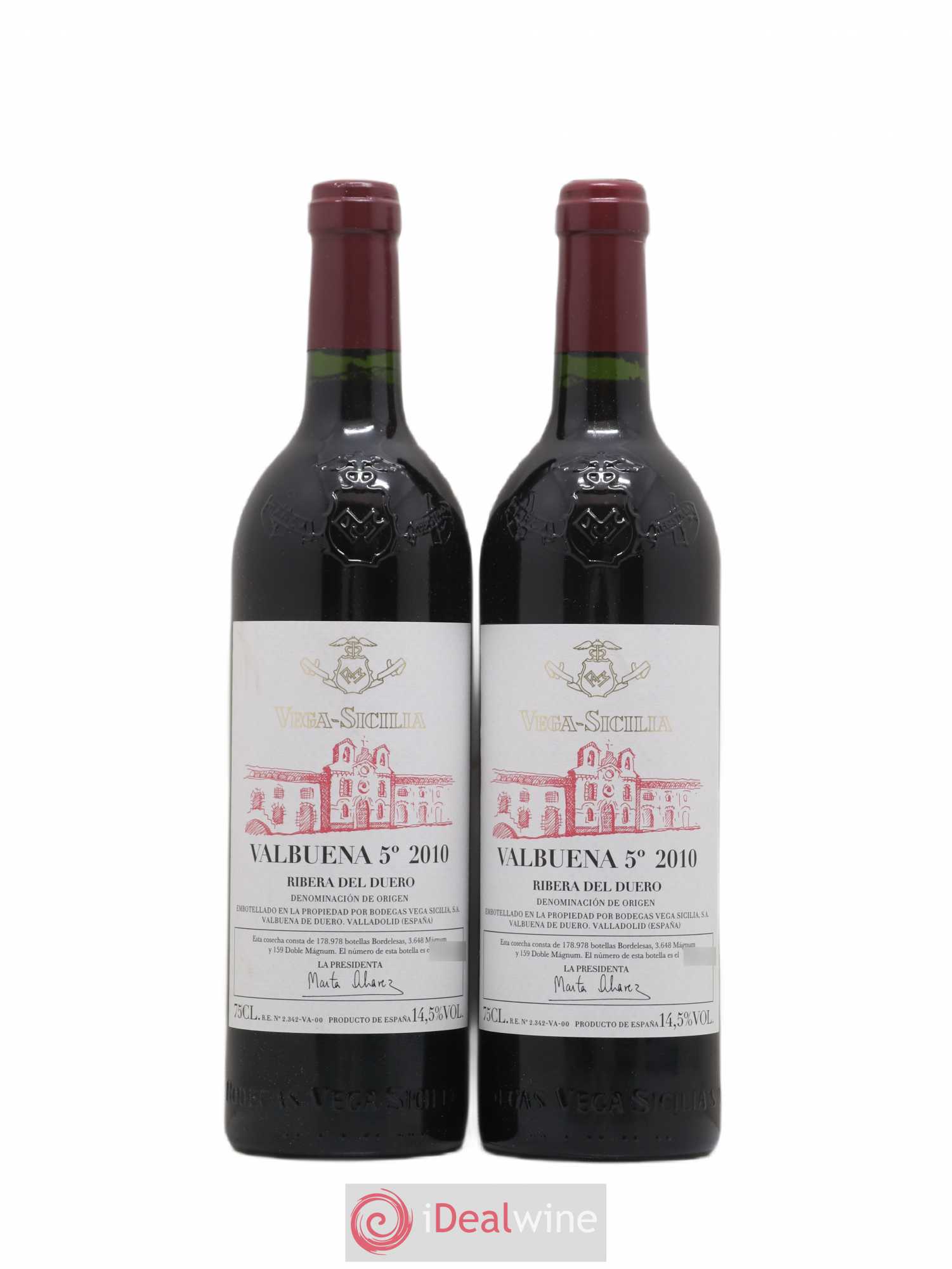 Ribera Del Duero DO Vega Sicilia Valbuena 5 ano Famille Alvarez 2010 - Lot de 2 bouteilles - 0