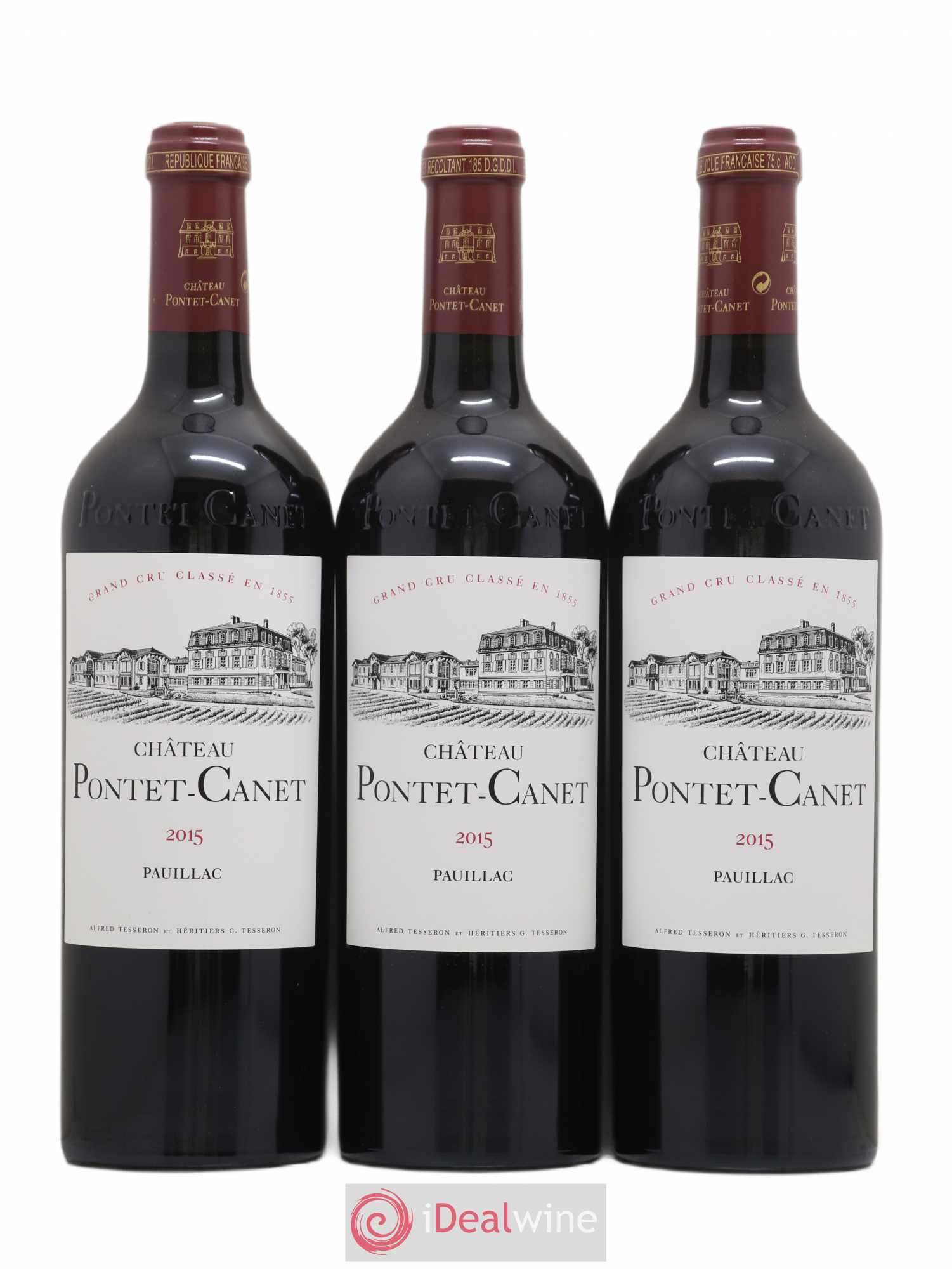 Château Pontet Canet 5ème Grand Cru Classé 2015 - Lot de 3 bouteilles - 0