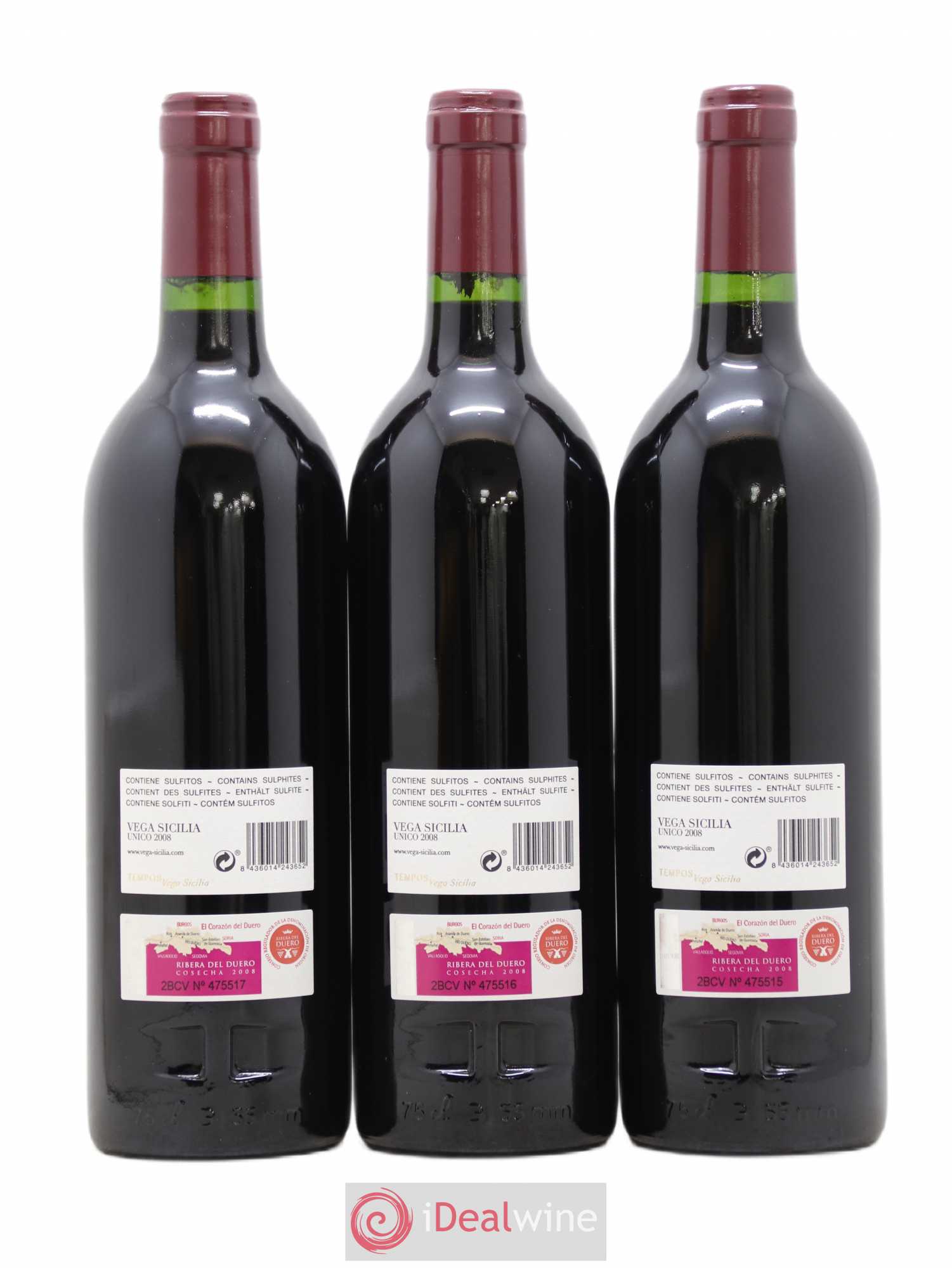 Ribera Del Duero DO Vega Sicilia Unico Famille Alvarez 2008 - Lot de 3 bouteilles - 1