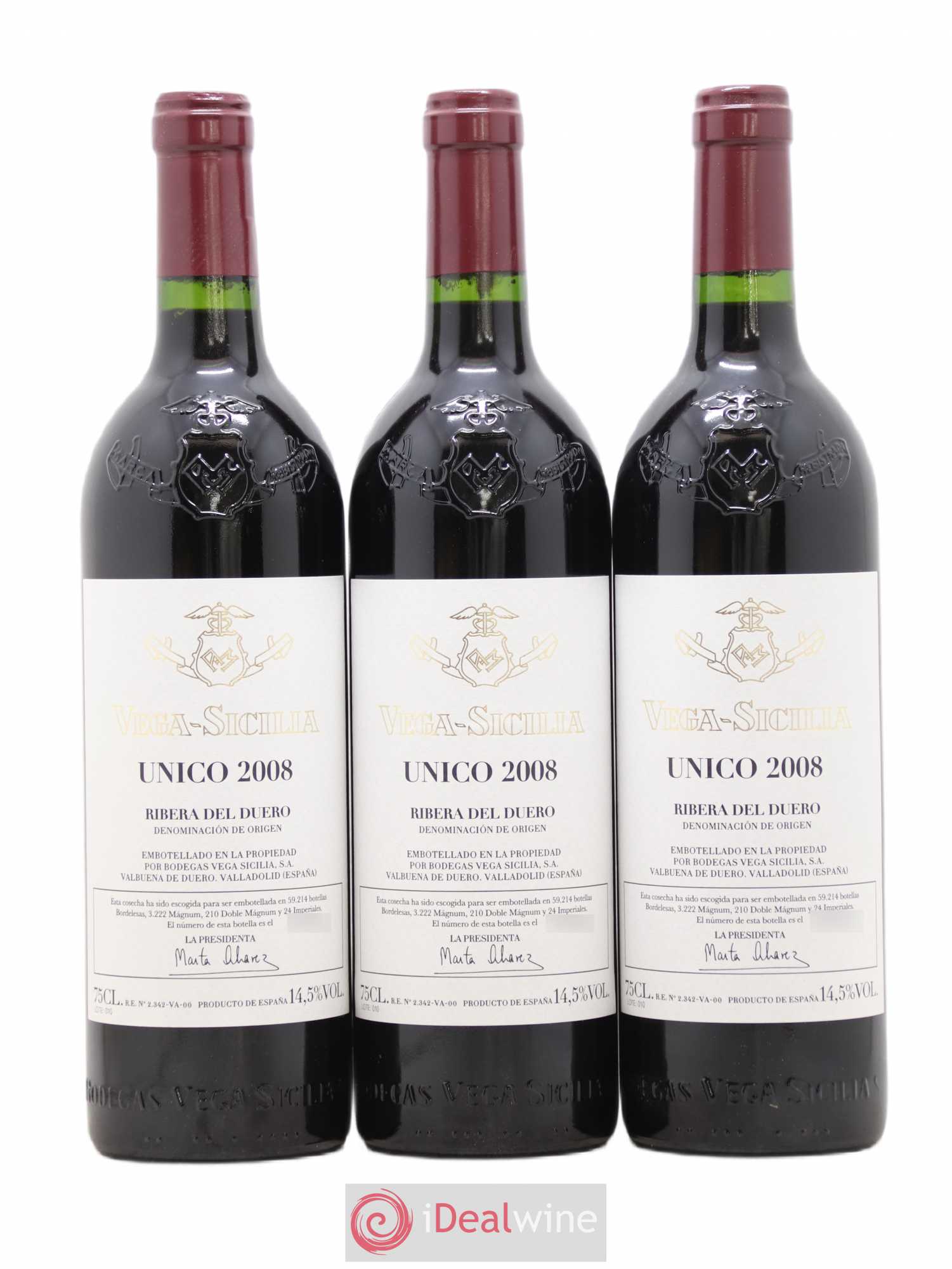 Ribera Del Duero DO Vega Sicilia Unico Famille Alvarez 2008 - Lot de 3 bouteilles - 0