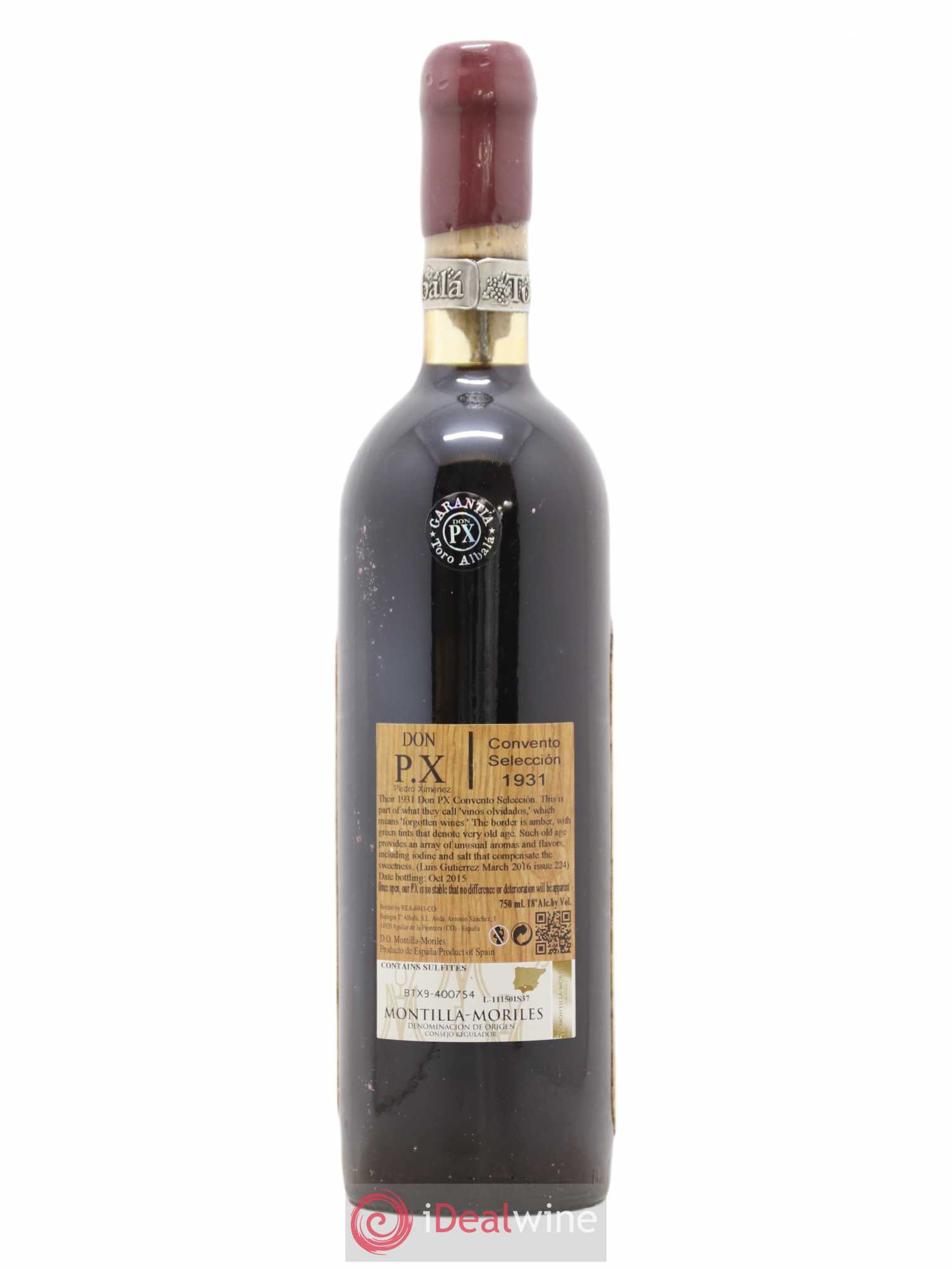 Montilla Moriles Don Px Toro Albala Convento Seleccion 1931 - Posten von 1 Flasche - 2