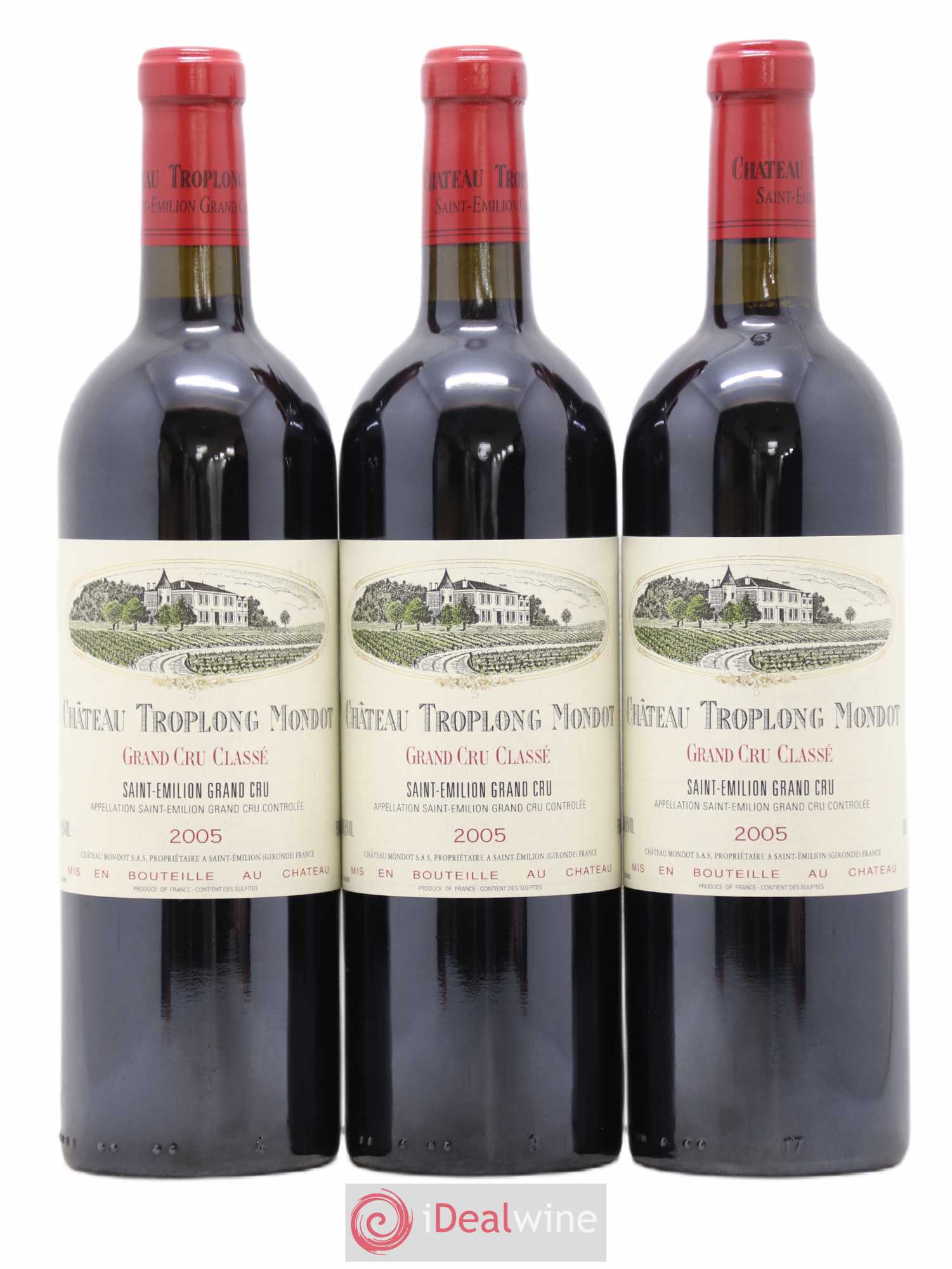 Château Troplong Mondot 1er Grand Cru Classé B 2005 - Lot de 3 bouteilles - 0