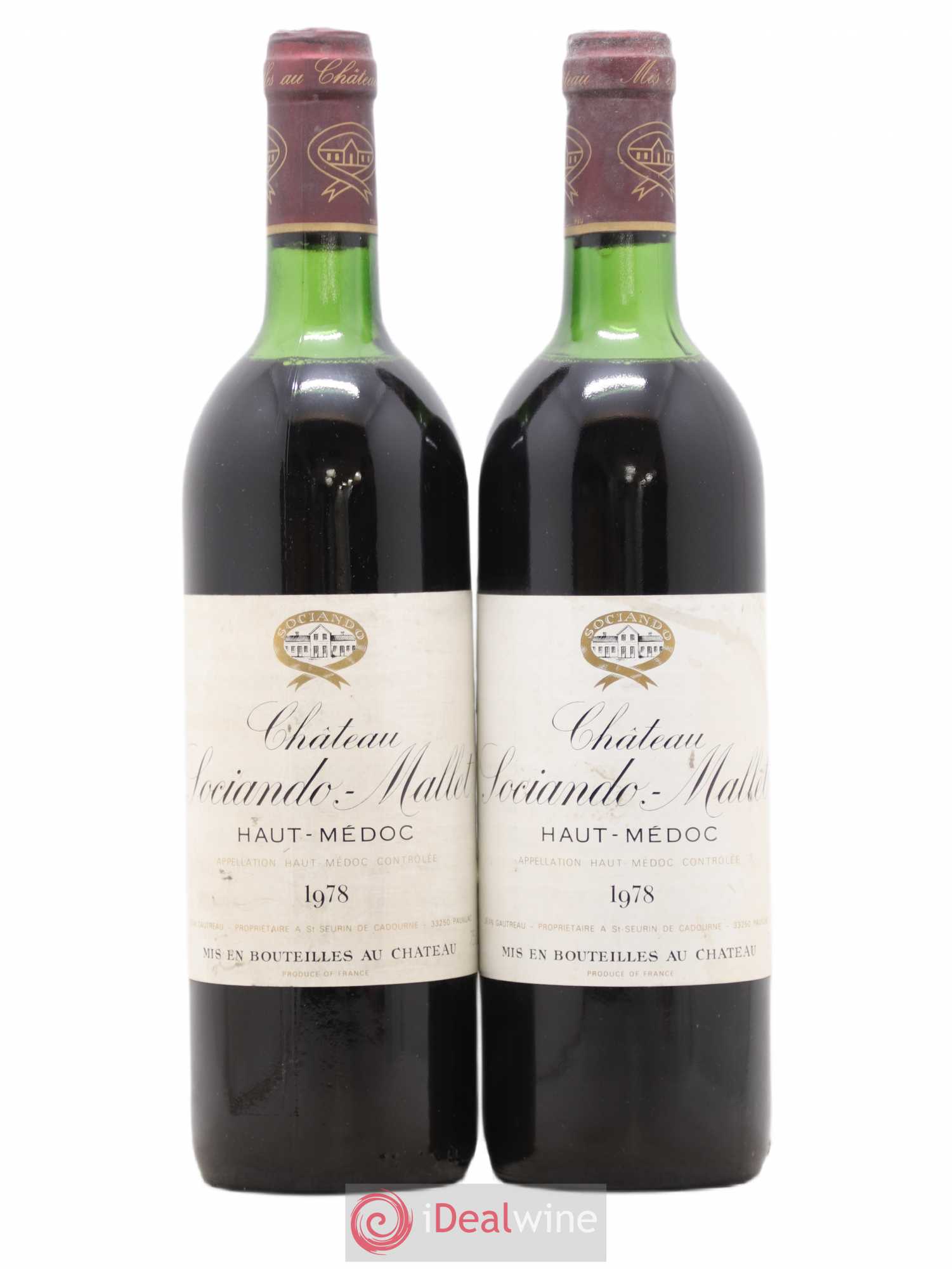 Château Sociando Mallet 1978 - Lot de 2 bouteilles - 0
