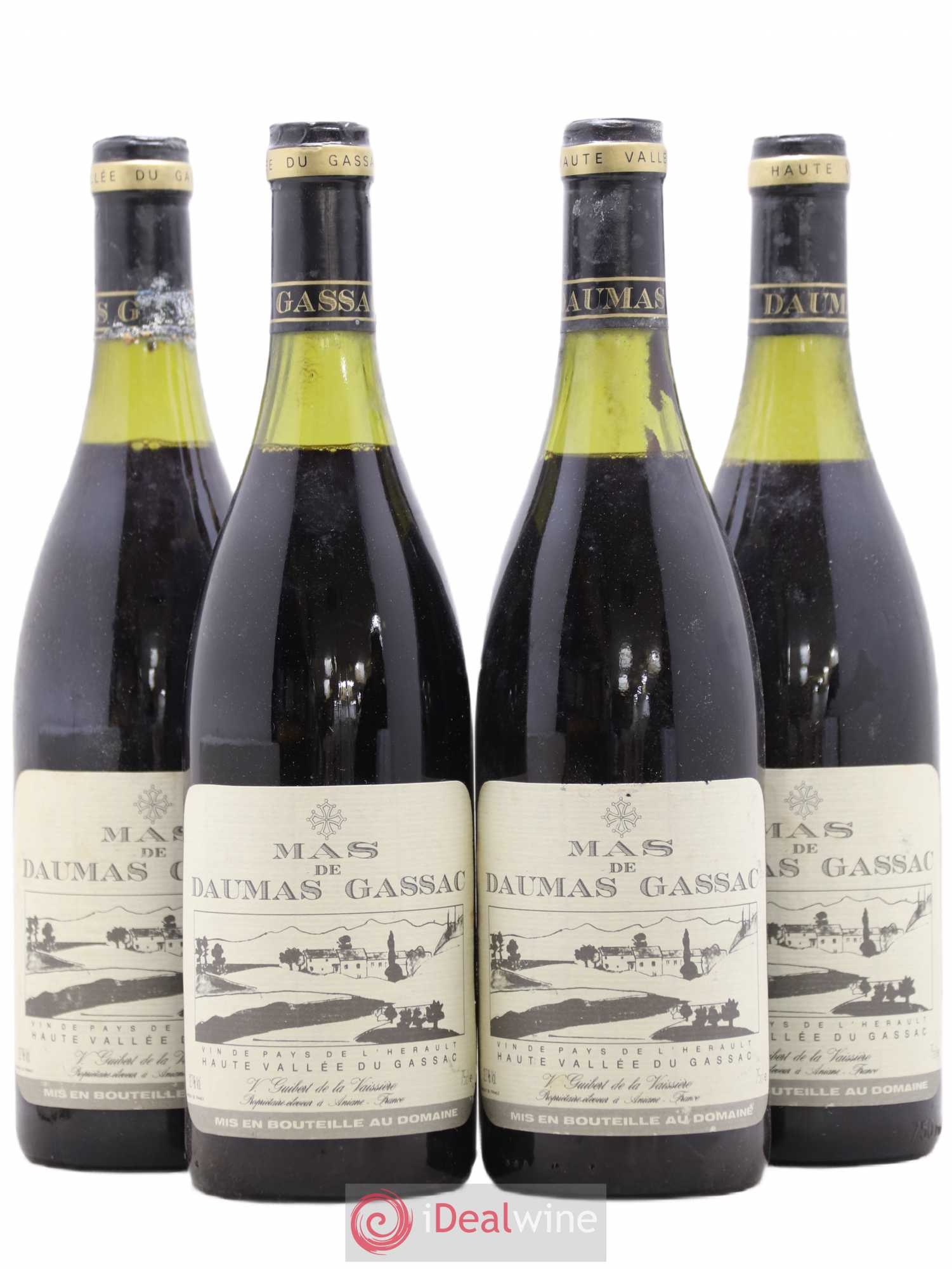 Saint-Guilhem-le-Désert - Cité d'Aniane Mas Daumas Gassac Famille Guibert de La Vaissière 1988 - Lot de 4 bouteilles - 0
